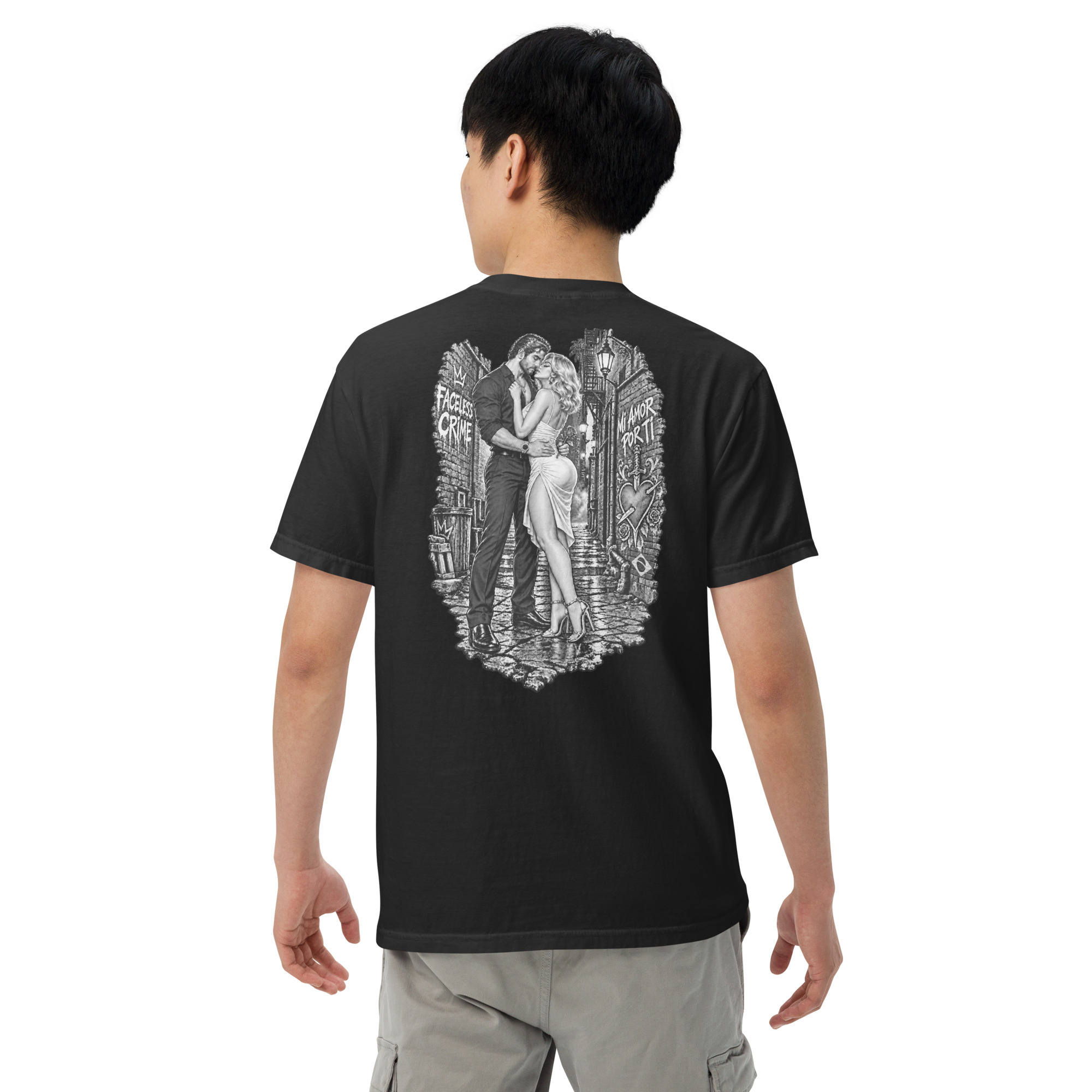 "MI AMOR POR TI BLK AND WHT" Unisex garment-dyed heavyweight t-shirt