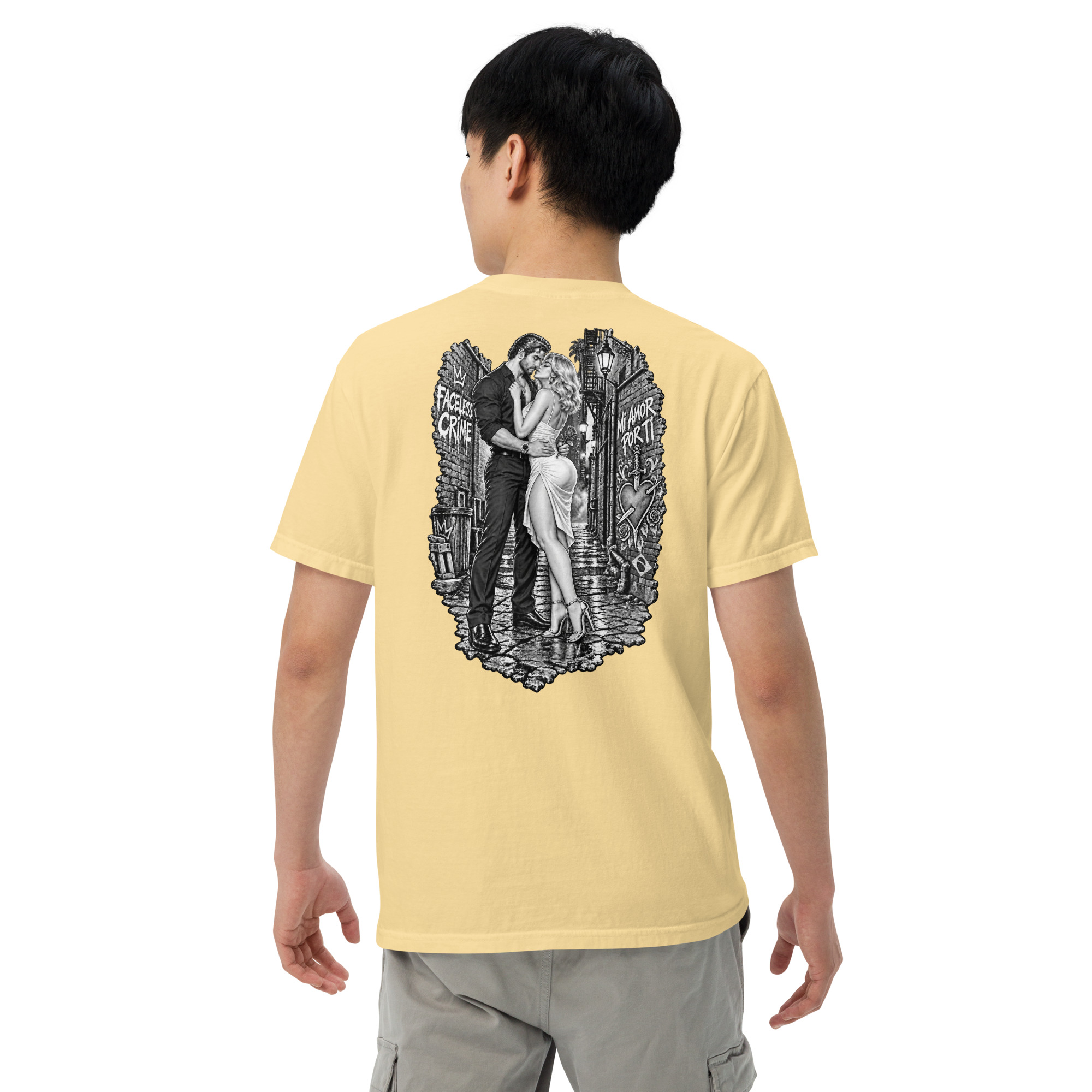 "MI AMOR POR TI BLK AND WHT" Unisex garment-dyed heavyweight t-shirt - Image 71