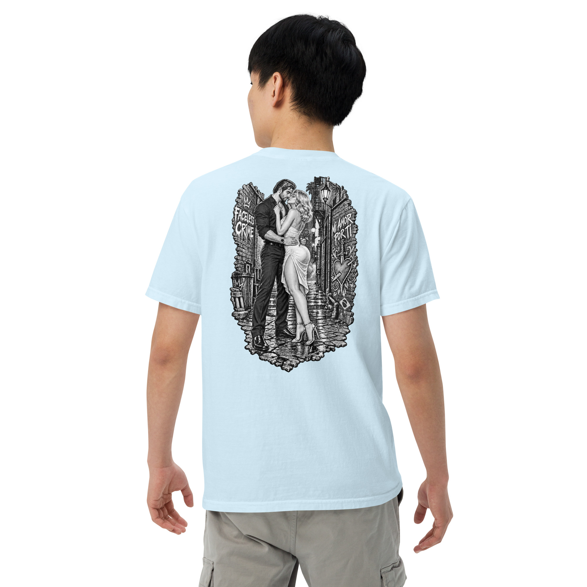 "MI AMOR POR TI BLK AND WHT" Unisex garment-dyed heavyweight t-shirt - Image 78