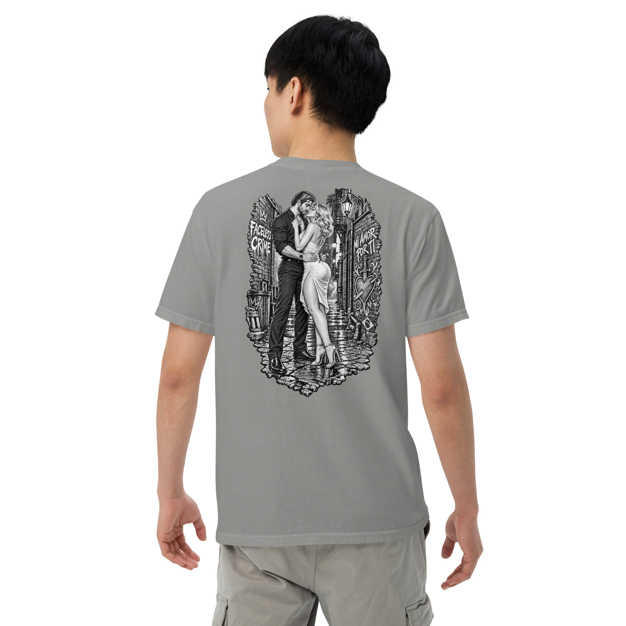 "MI AMOR POR TI BLK AND WHT" Unisex garment-dyed heavyweight t-shirt - Image 50