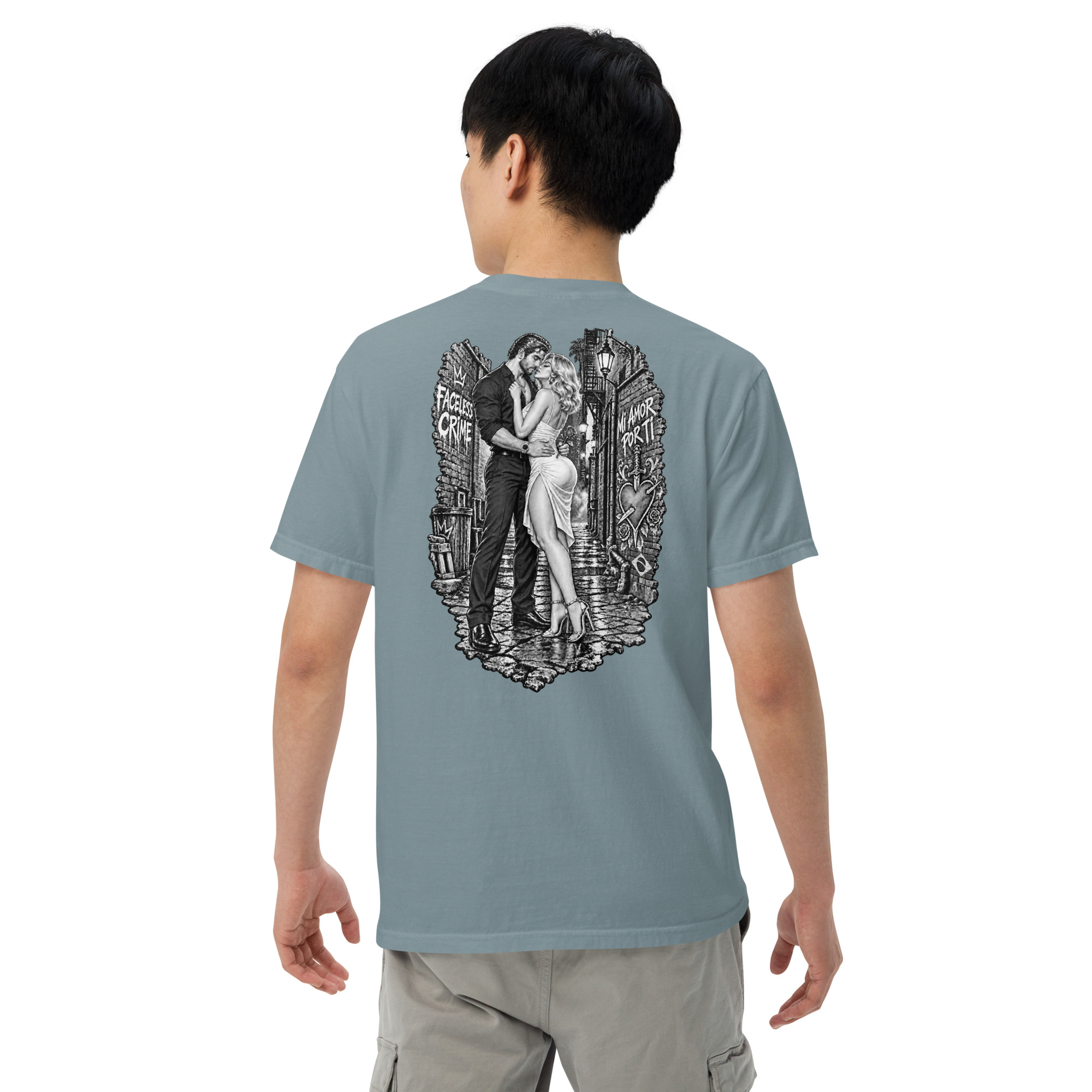 "MI AMOR POR TI BLK AND WHT" Unisex garment-dyed heavyweight t-shirt - Image 43