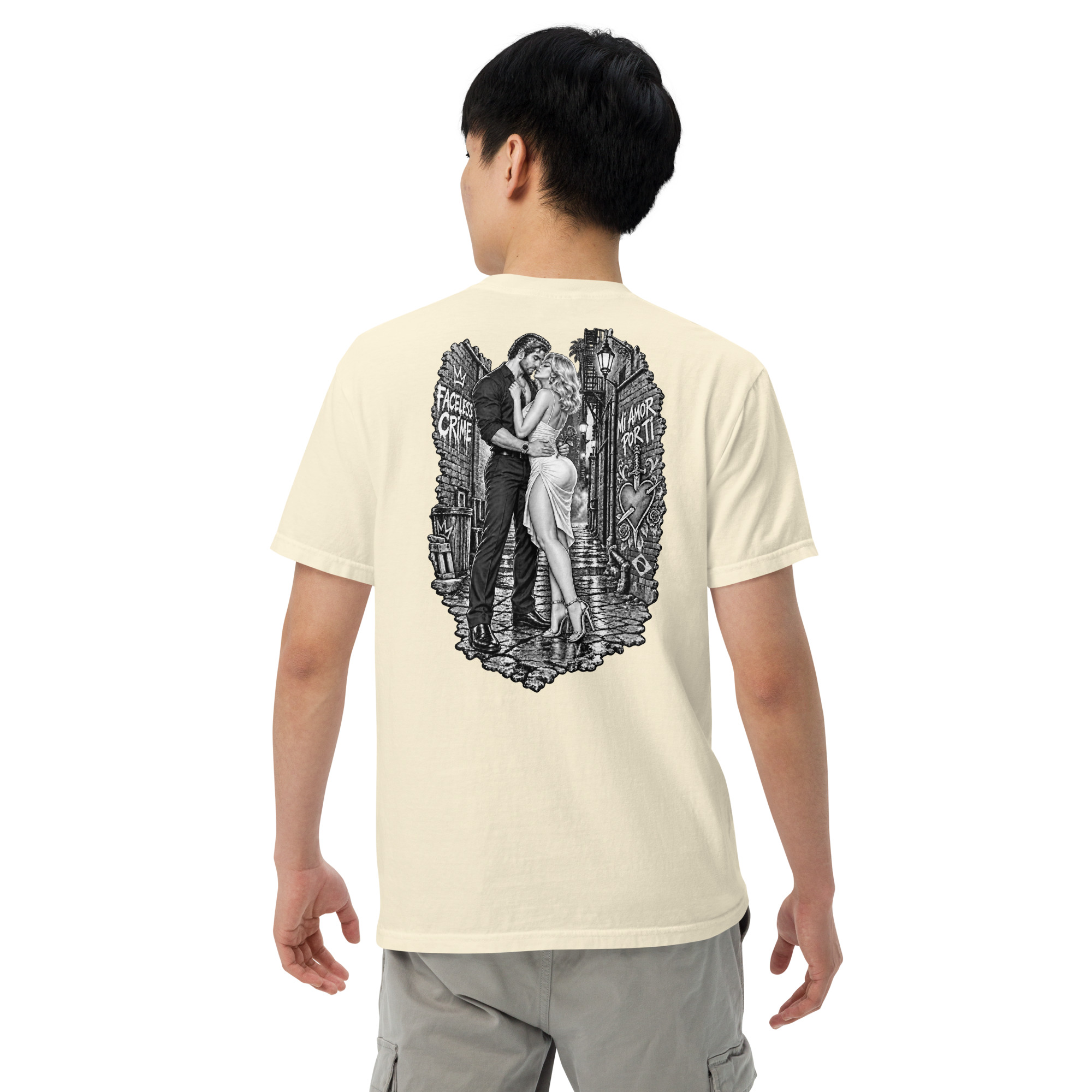 "MI AMOR POR TI BLK AND WHT" Unisex garment-dyed heavyweight t-shirt - Image 85