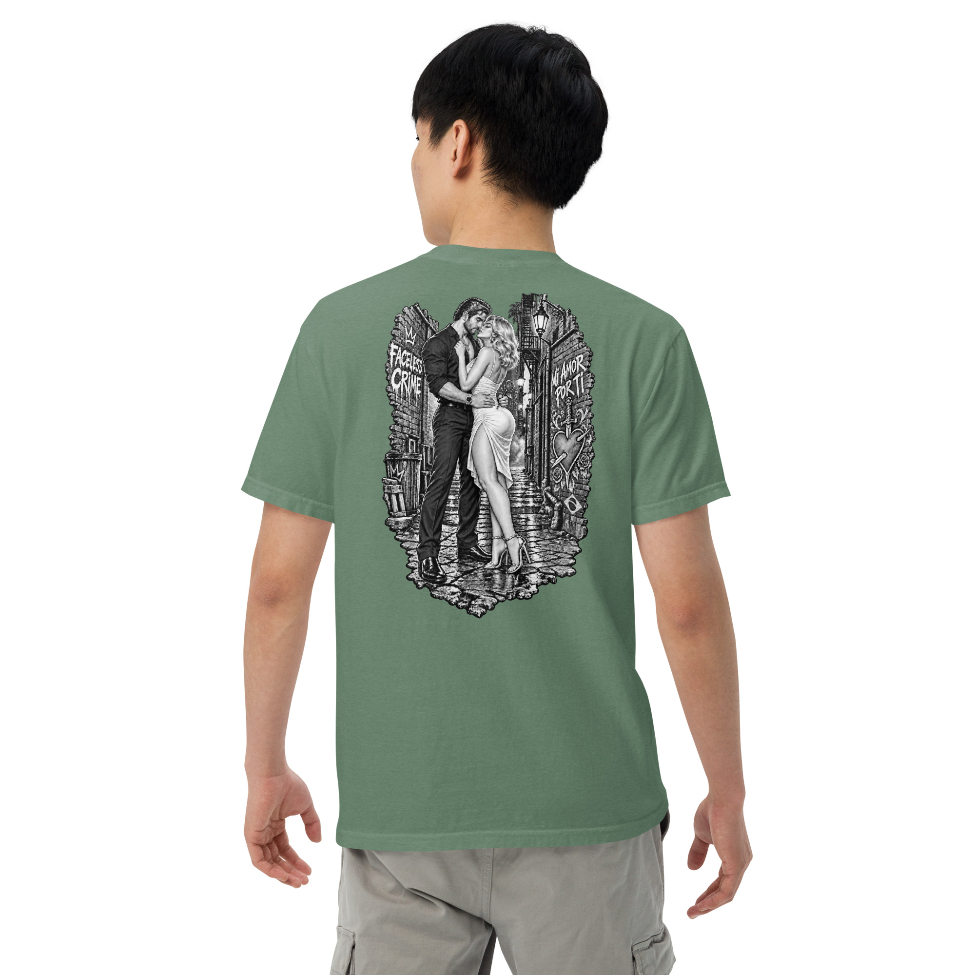"MI AMOR POR TI BLK AND WHT" Unisex garment-dyed heavyweight t-shirt - Image 36