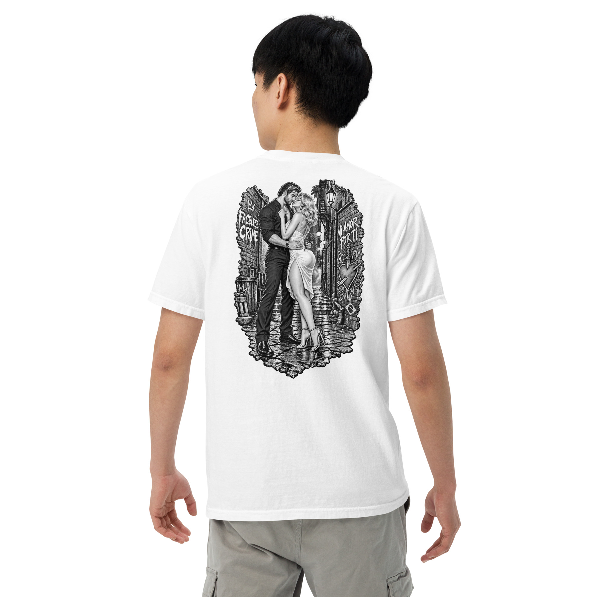 "MI AMOR POR TI BLK AND WHT" Unisex garment-dyed heavyweight t-shirt - Image 92