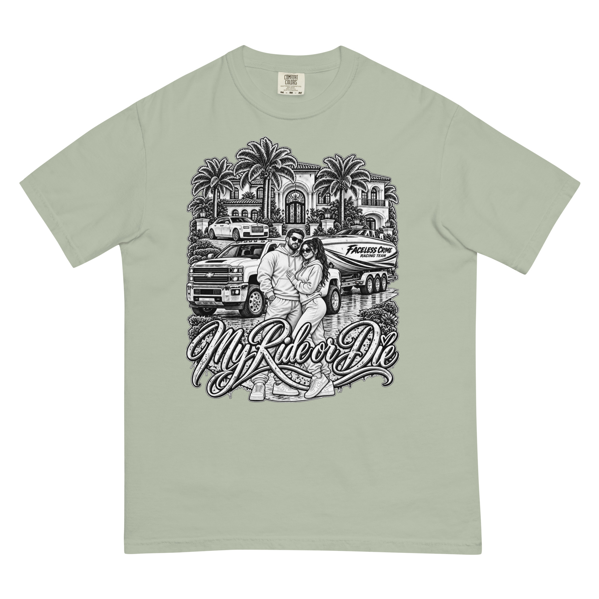 "RIDE OR DIE BLK + WHT" Unisex garment-dyed heavyweight t-shirt - Image 75