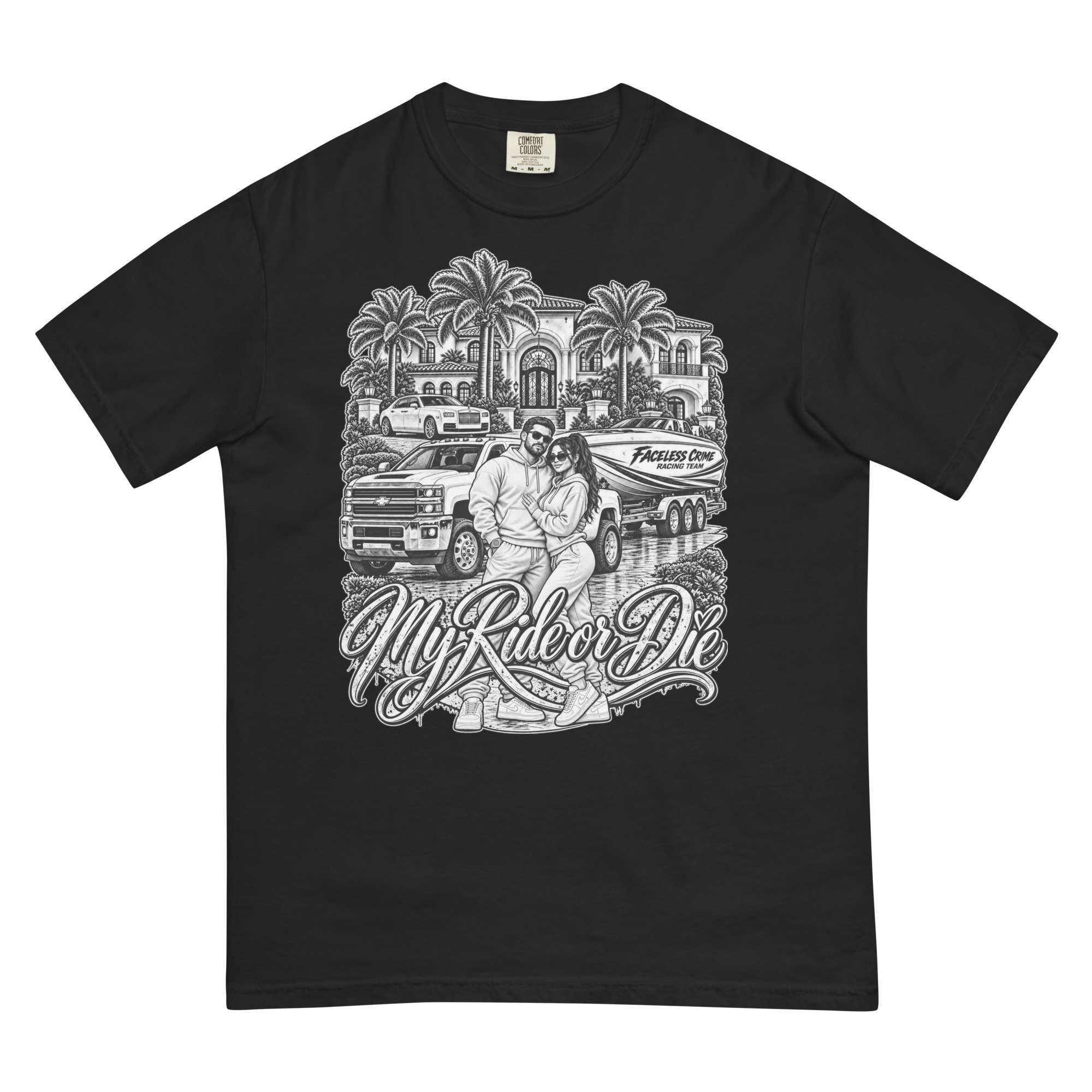 "RIDE OR DIE BLK + WHT" Unisex garment-dyed heavyweight t-shirt - Image 58