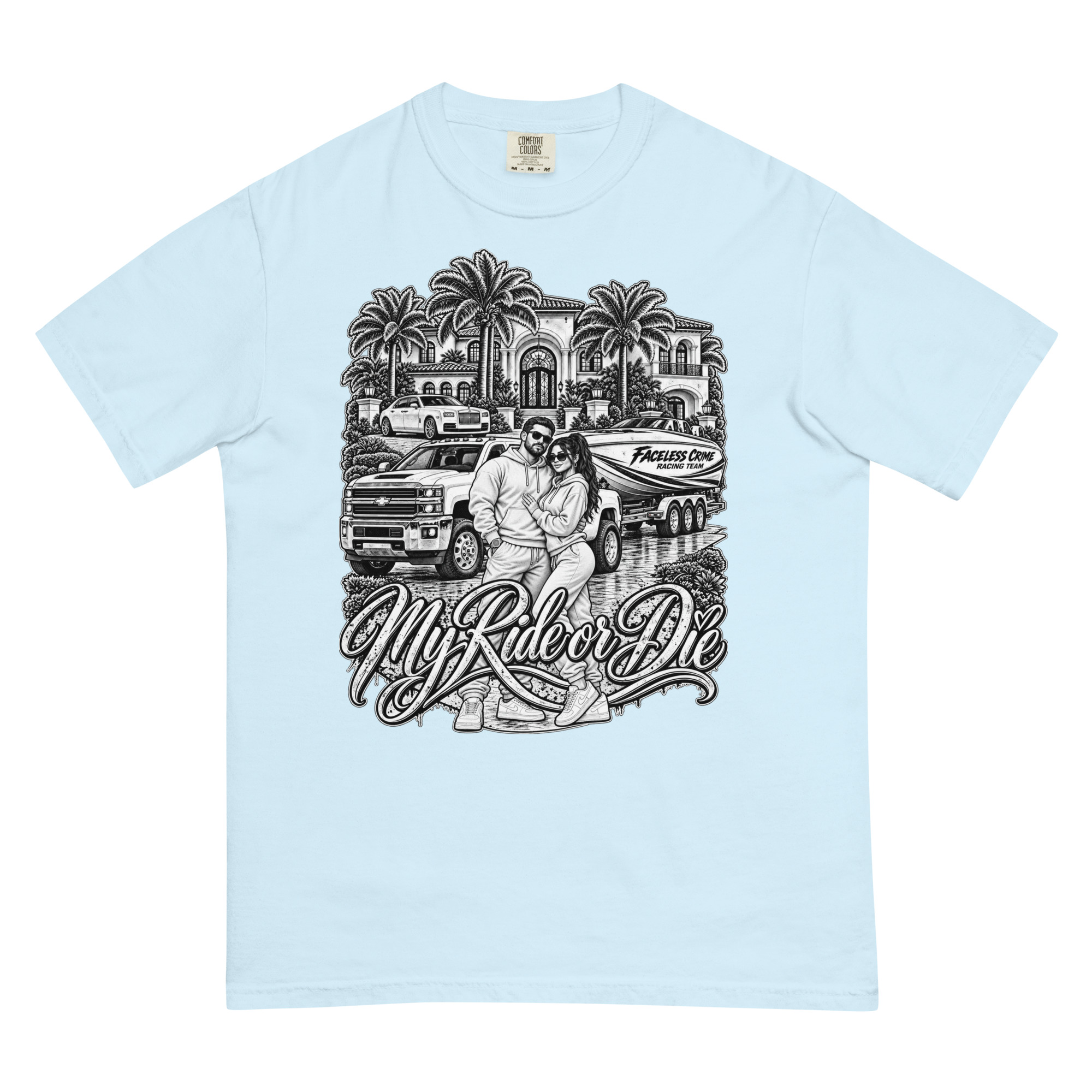 "RIDE OR DIE BLK + WHT" Unisex garment-dyed heavyweight t-shirt - Image 79