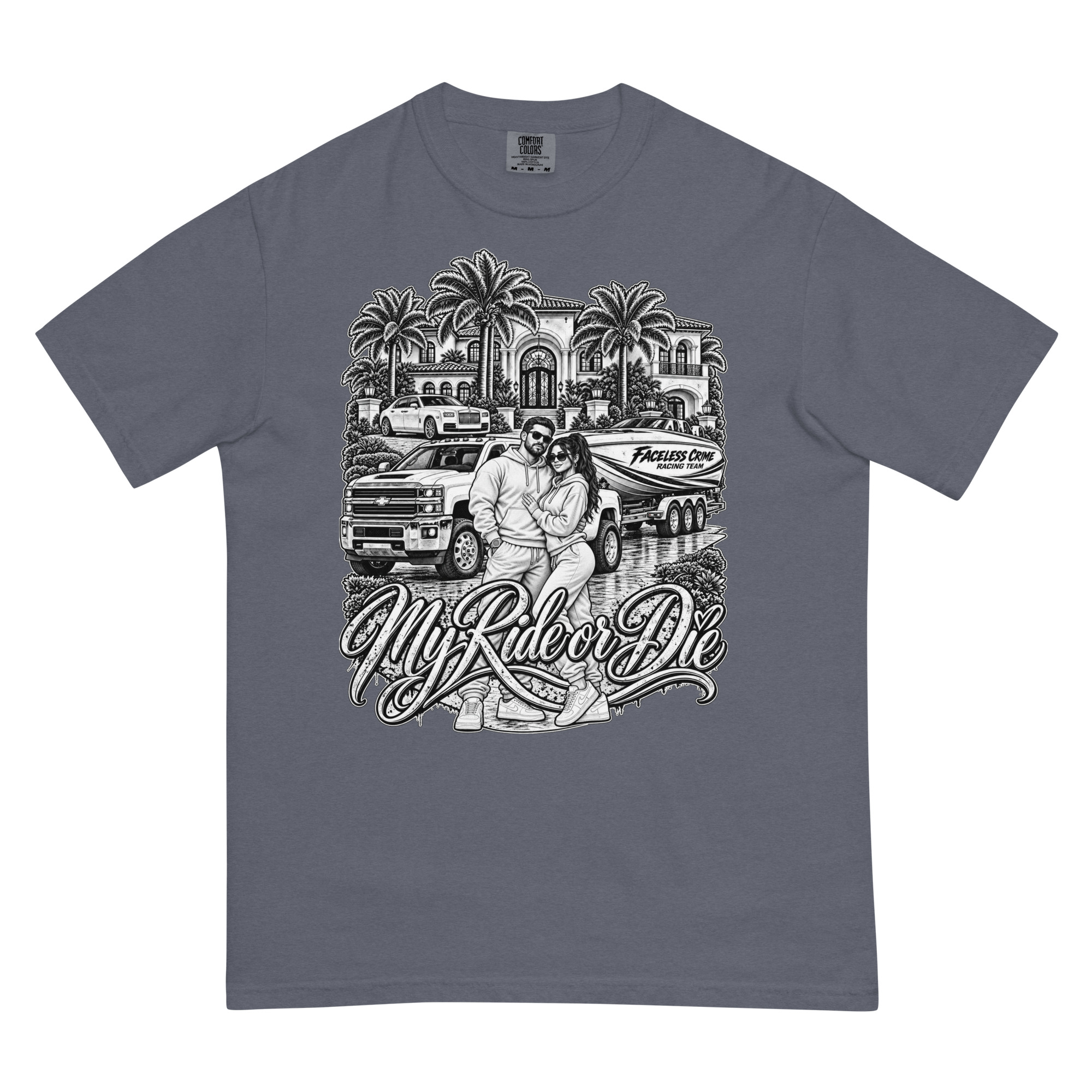 "RIDE OR DIE BLK + WHT" Unisex garment-dyed heavyweight t-shirt - Image 68