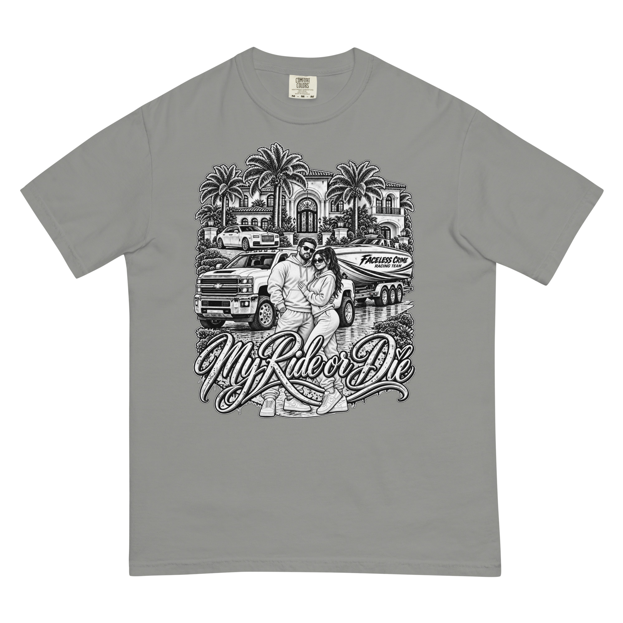 "RIDE OR DIE BLK + WHT" Unisex garment-dyed heavyweight t-shirt - Image 57