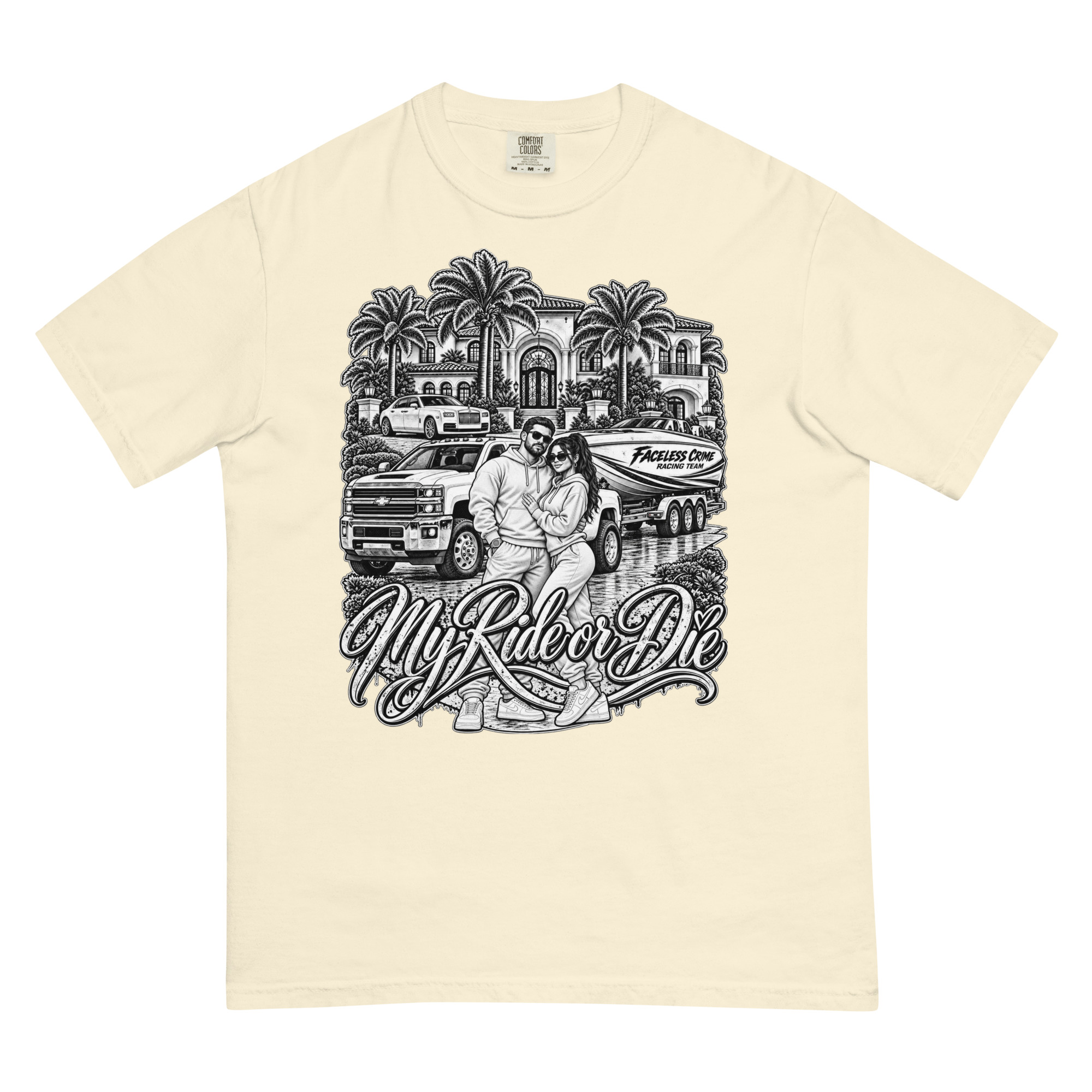 "RIDE OR DIE BLK + WHT" Unisex garment-dyed heavyweight t-shirt - Image 81