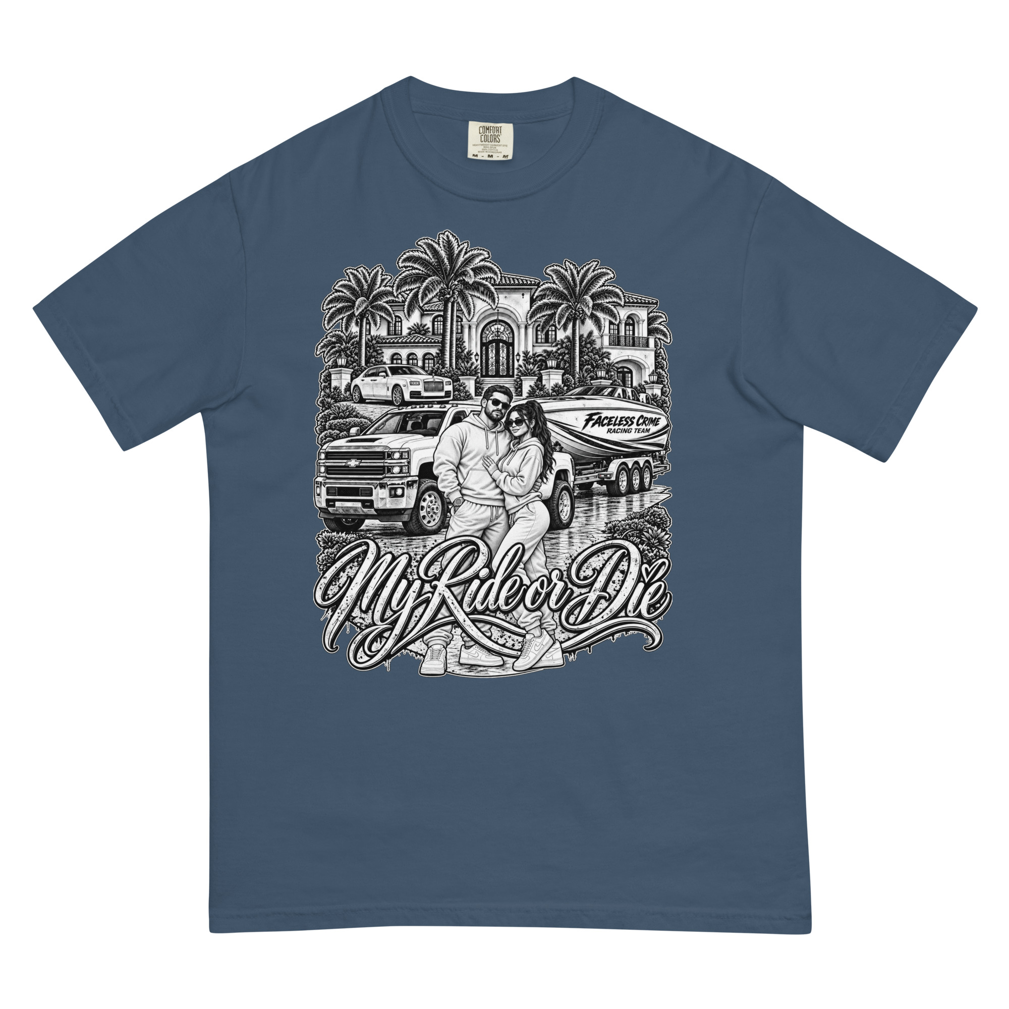 "RIDE OR DIE BLK + WHT" Unisex garment-dyed heavyweight t-shirt - Image 66