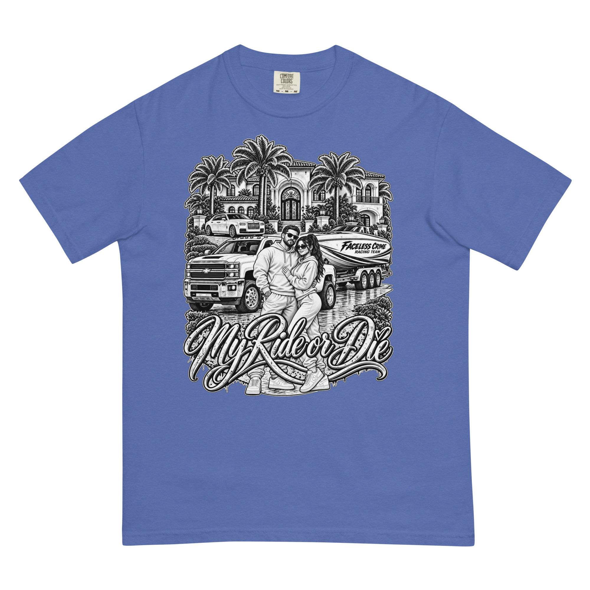 "RIDE OR DIE BLK + WHT" Unisex garment-dyed heavyweight t-shirt - Image 70