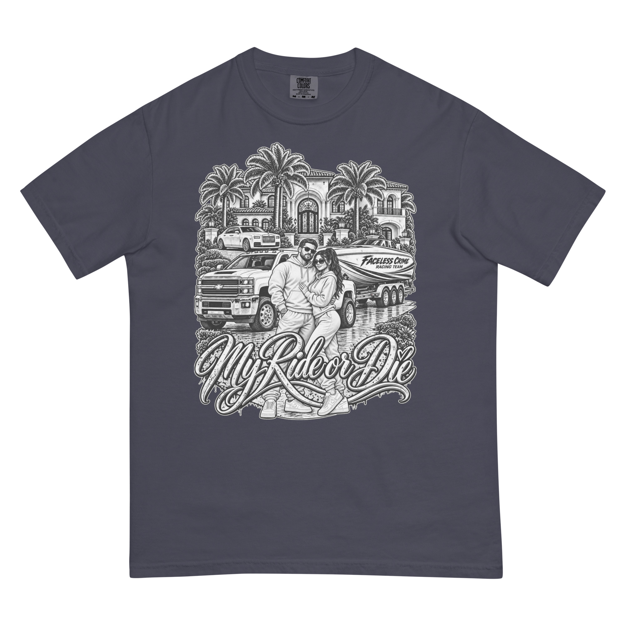 "RIDE OR DIE BLK + WHT" Unisex garment-dyed heavyweight t-shirt - Image 64