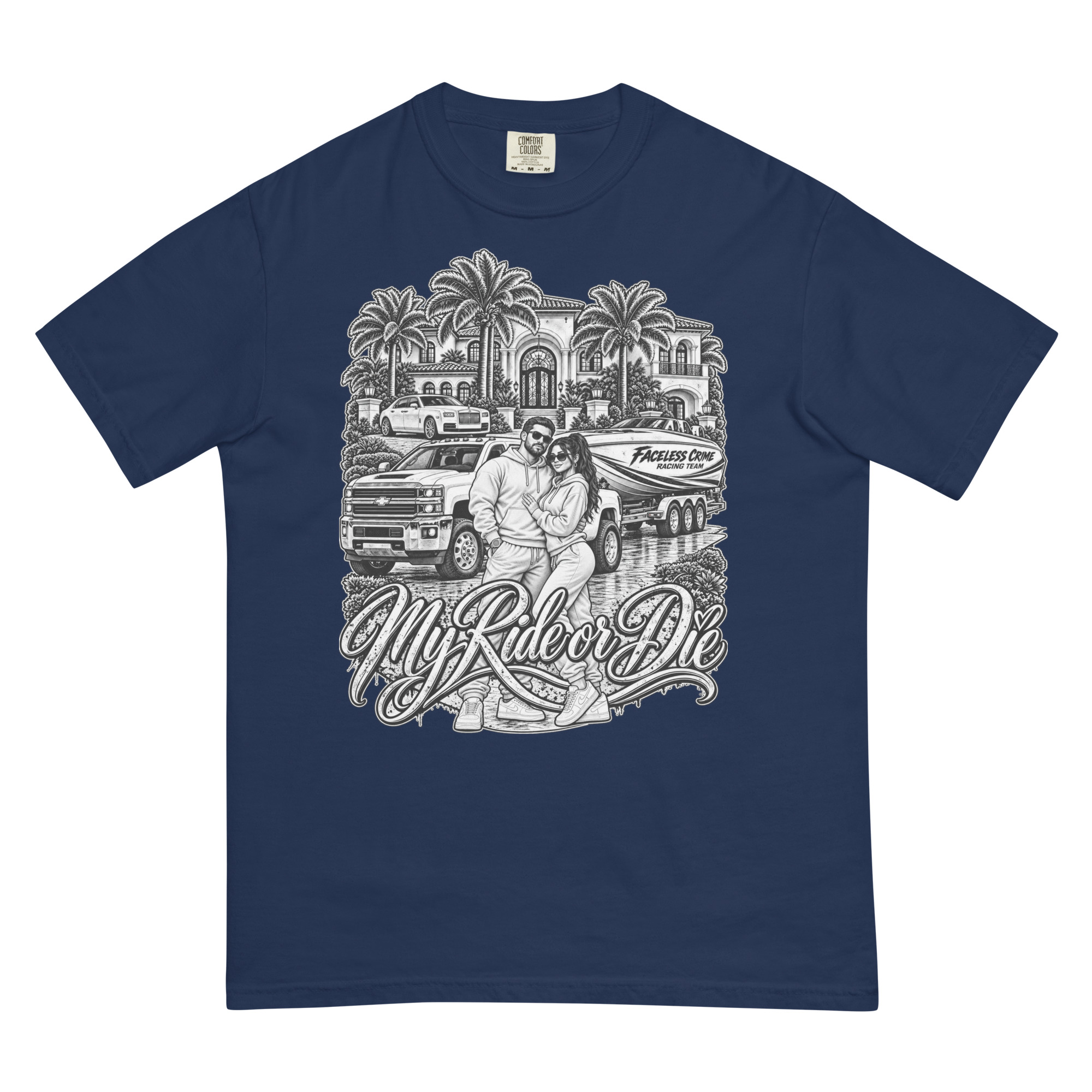 "RIDE OR DIE BLK + WHT" Unisex garment-dyed heavyweight t-shirt - Image 60