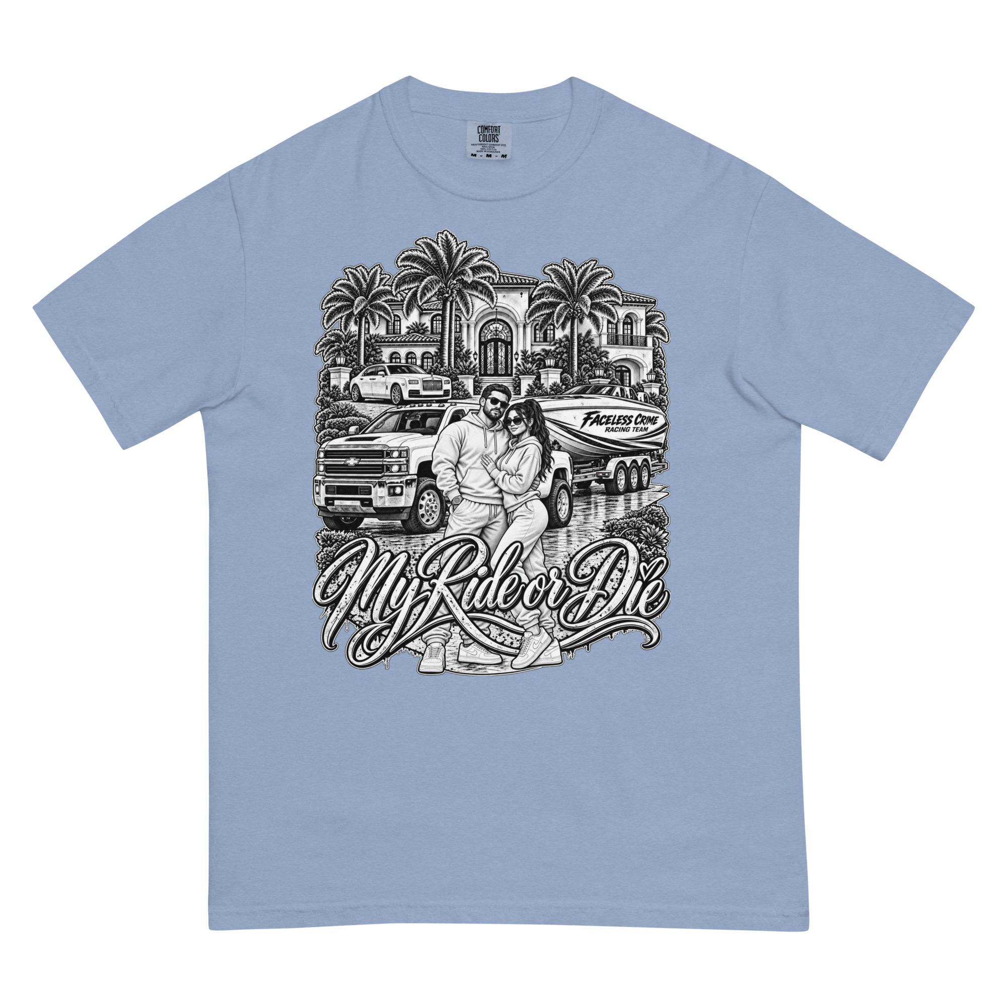 "RIDE OR DIE BLK + WHT" Unisex garment-dyed heavyweight t-shirt - Image 73