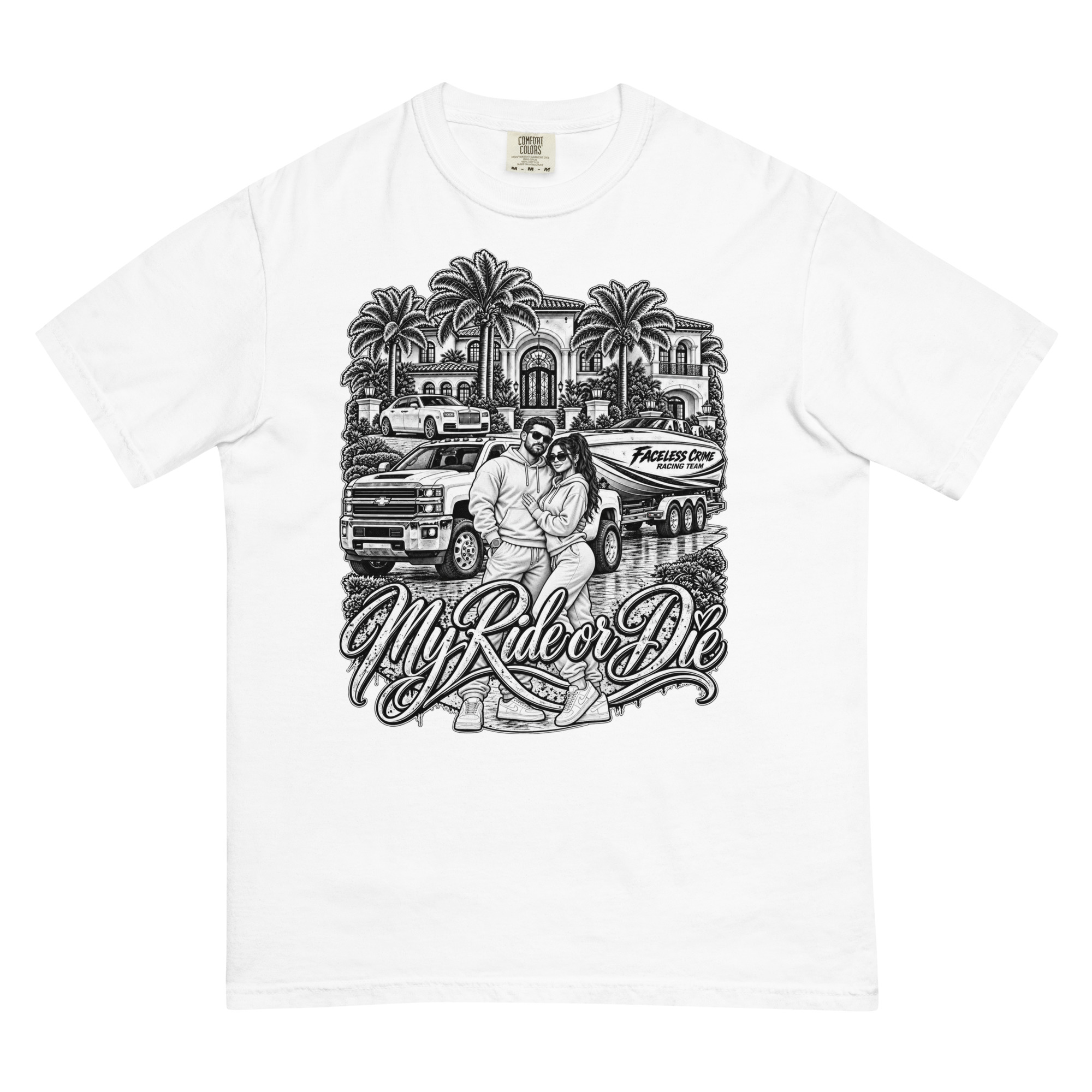 "RIDE OR DIE BLK + WHT" Unisex garment-dyed heavyweight t-shirt - Image 83