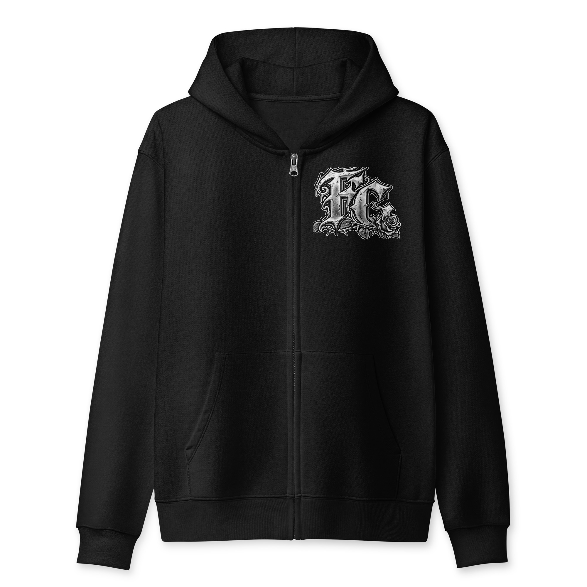 "BIG CITY DRAMA BLK+WHT)" Unisex Full Zip Hoodie - Image 4