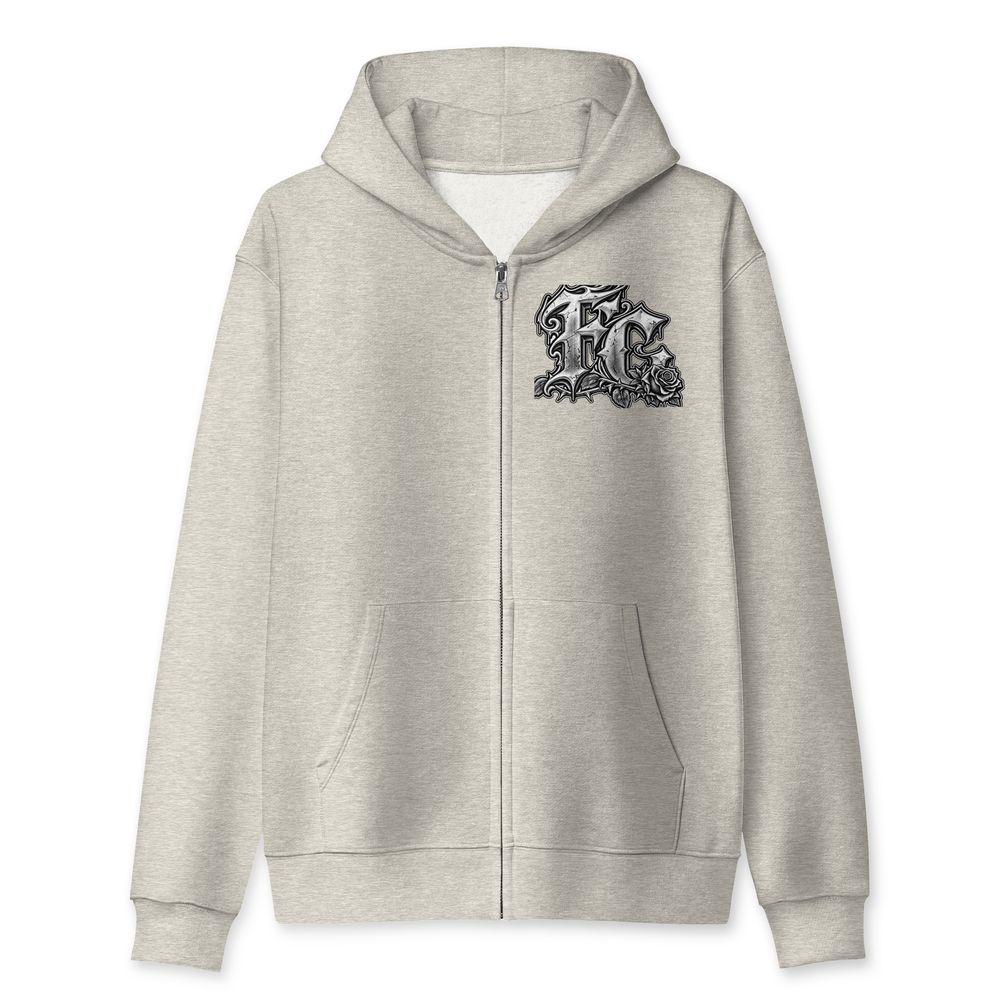 "BIG CITY DRAMA BLK+WHT)" Unisex Full Zip Hoodie - Image 5