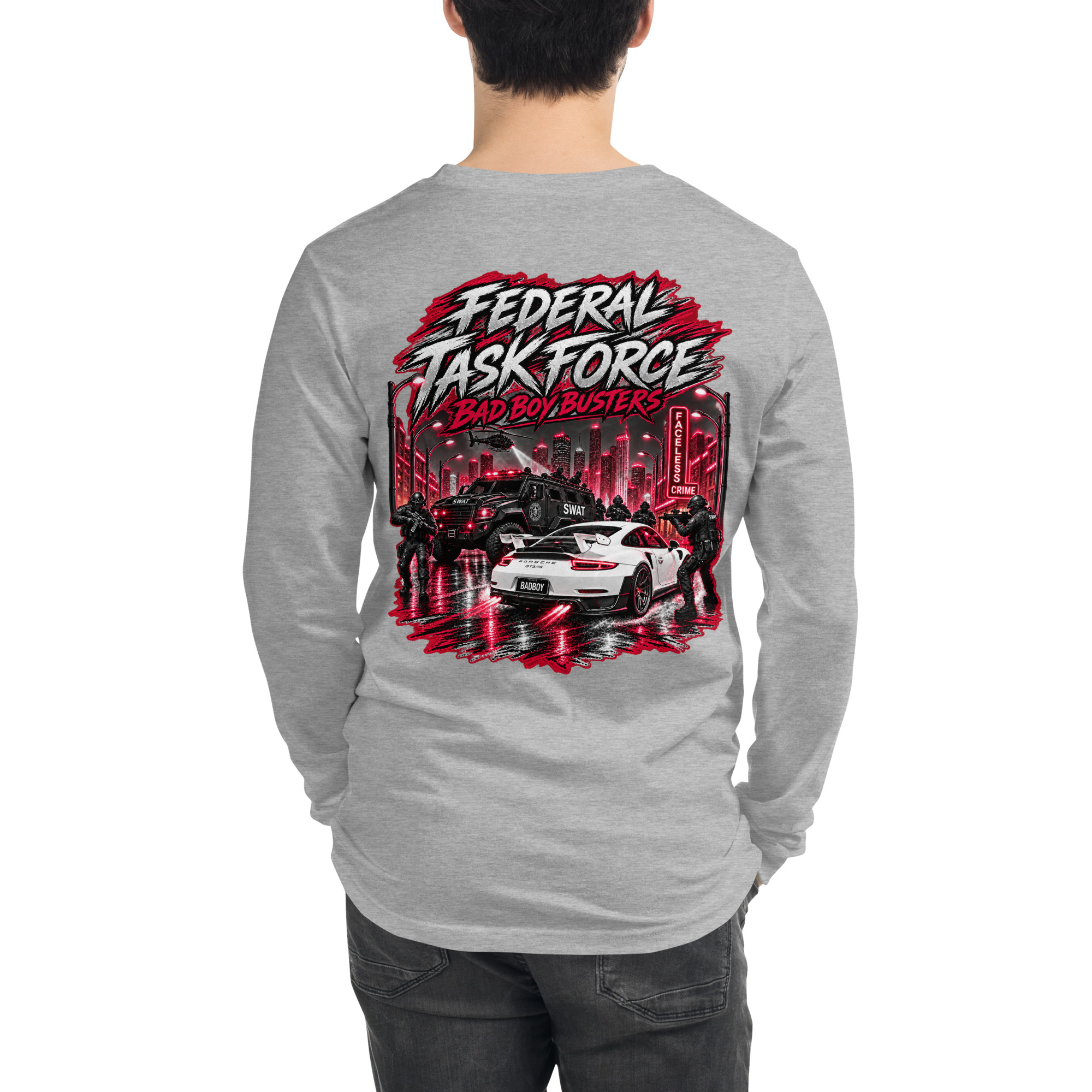 "BAD BOY BUSTER (COLOR)" Unisex Long Sleeve Tee - Image 3