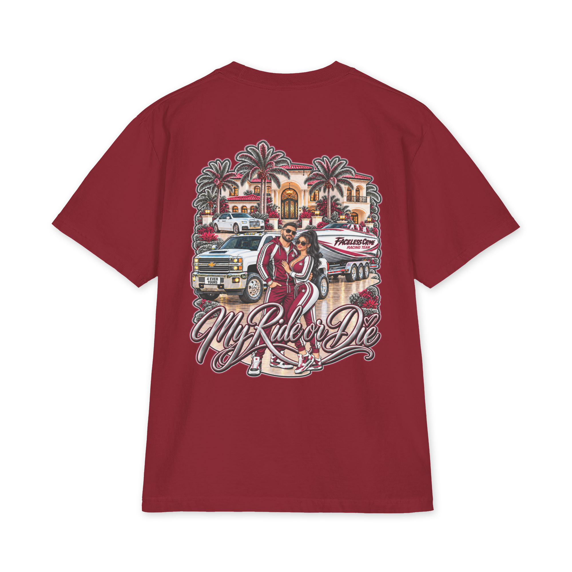 " RIDE OR DIE MAROON + GREY" Unisex max heavyweight short sleeve - Image 51