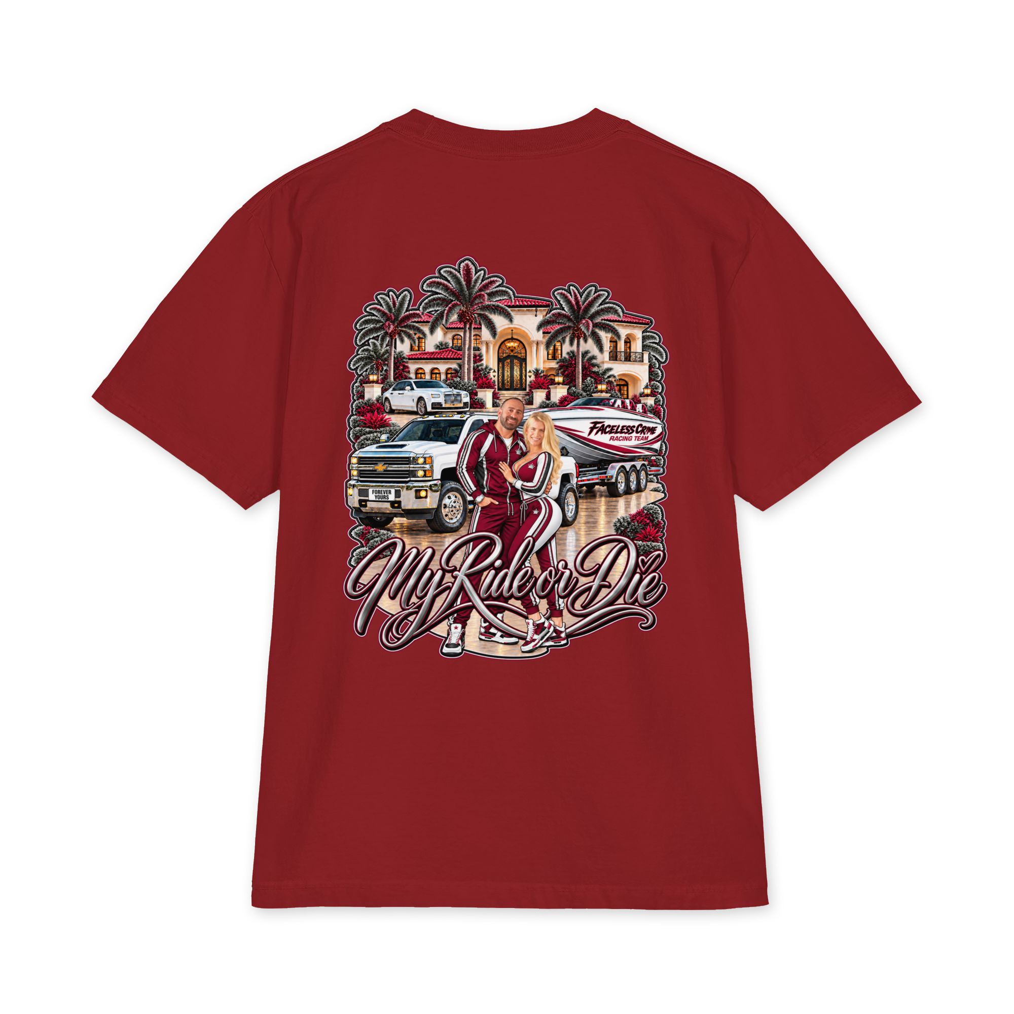 " RIDE OR DIE MAROON + GREY" Unisex max heavyweight short sleeve - Image 15