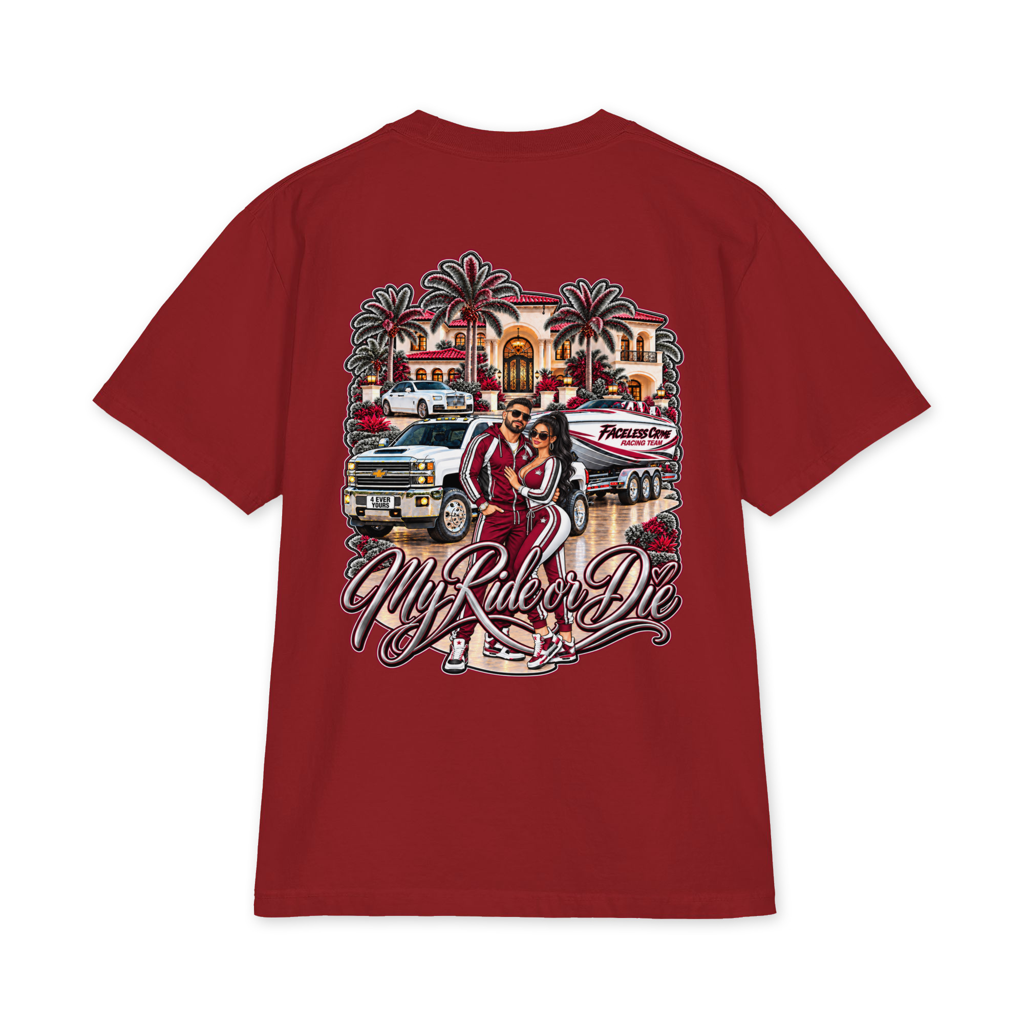 " RIDE OR DIE MAROON + GREY" Unisex max heavyweight short sleeve - Image 53