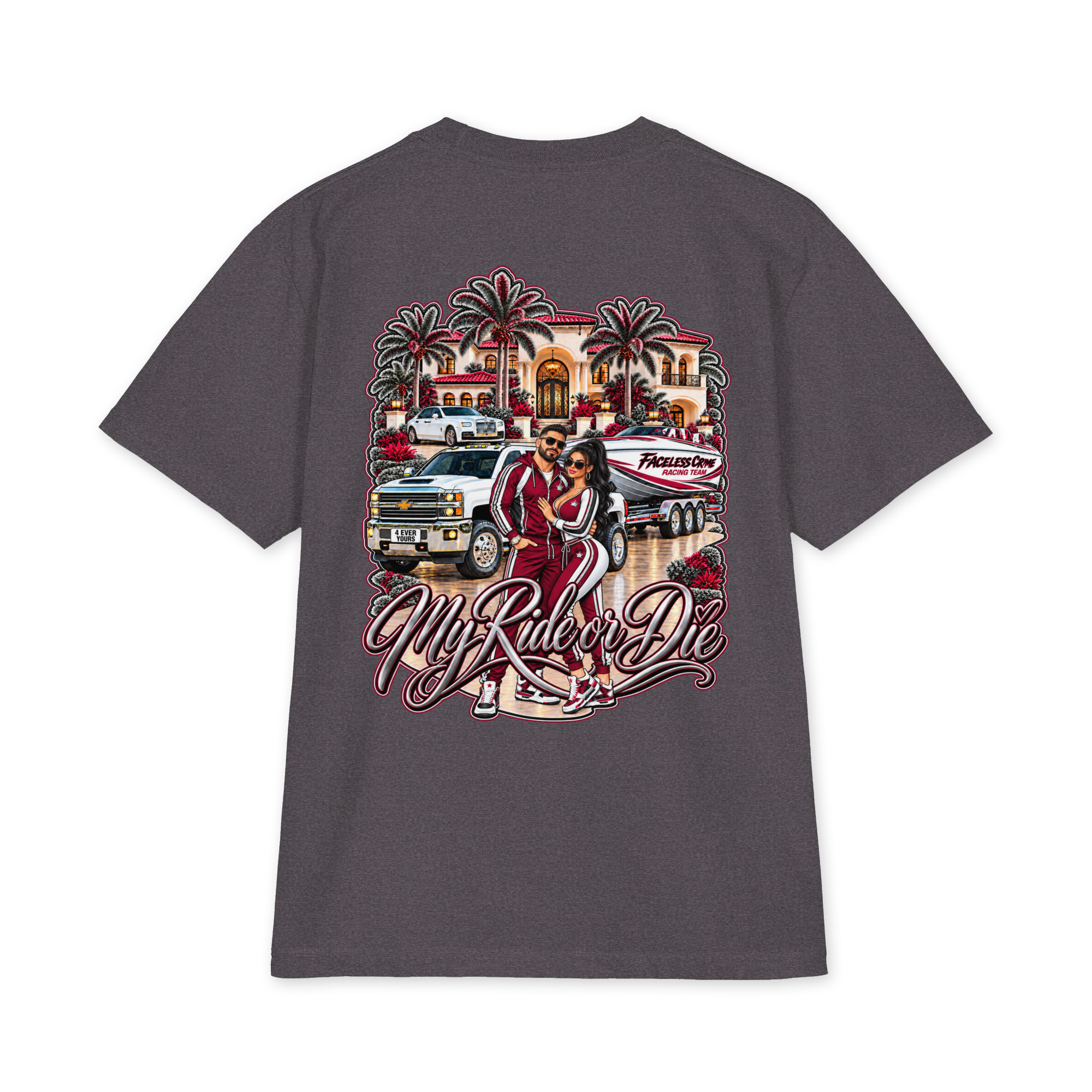 " RIDE OR DIE MAROON + GREY" Unisex max heavyweight short sleeve - Image 57