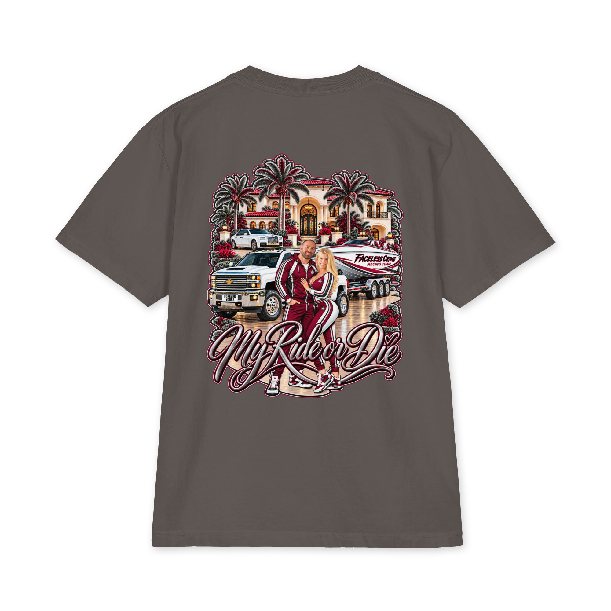 " RIDE OR DIE MAROON + GREY" Unisex max heavyweight short sleeve - Image 16