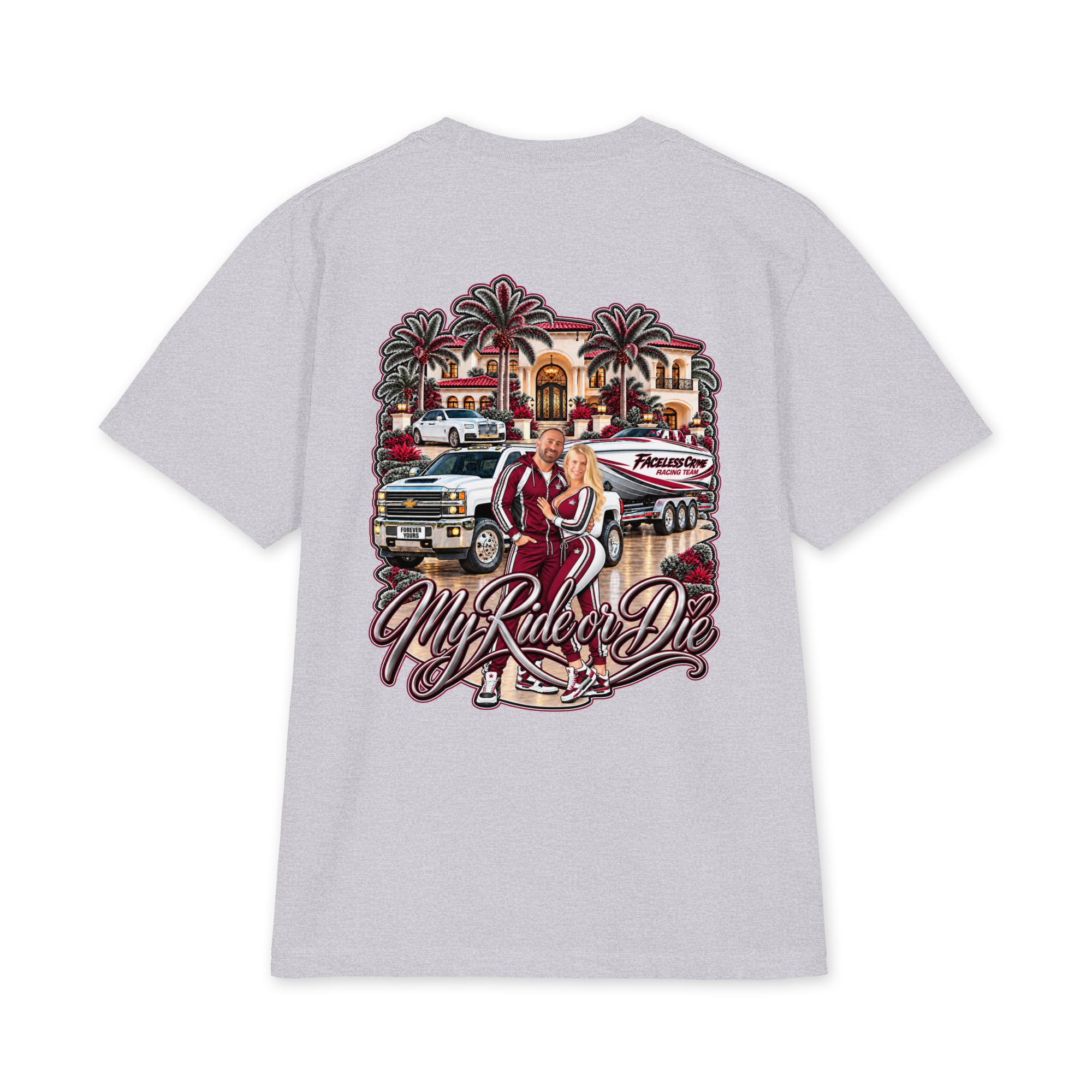 " RIDE OR DIE MAROON + GREY" Unisex max heavyweight short sleeve - Image 32