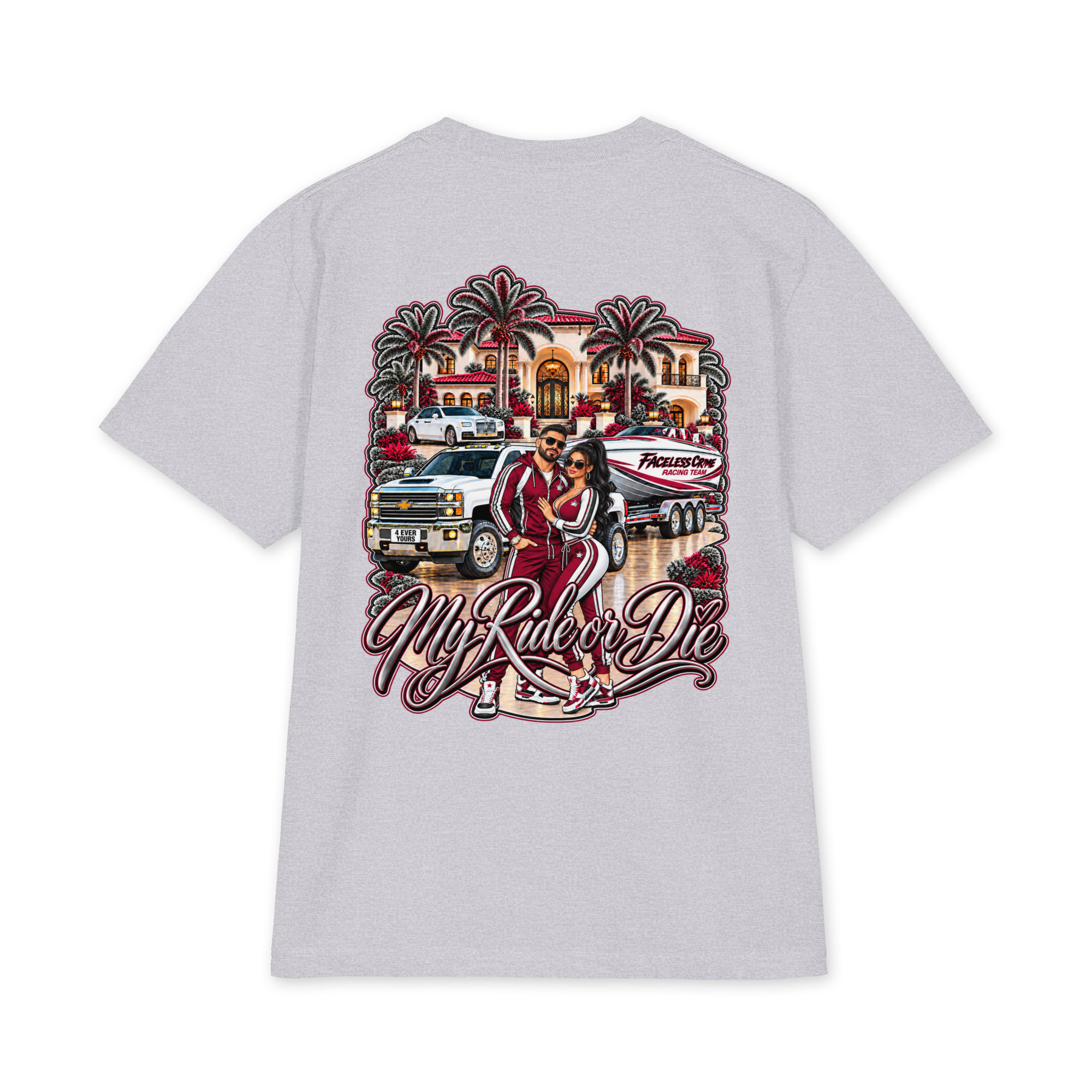 " RIDE OR DIE MAROON + GREY" Unisex max heavyweight short sleeve - Image 65