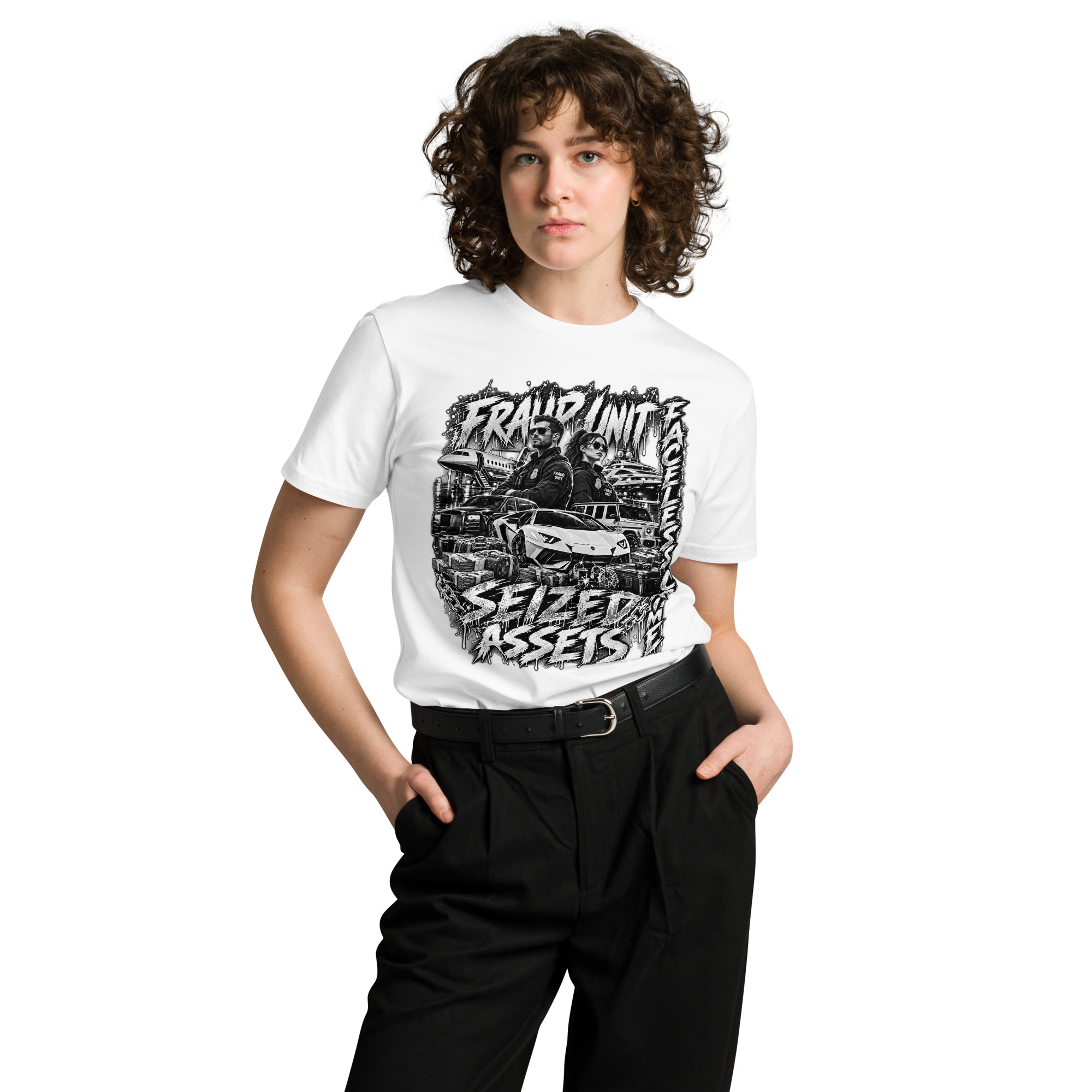 "SEIZED ASSETS (BLK+WHT)" Unisex premium t-shirt - Image 5