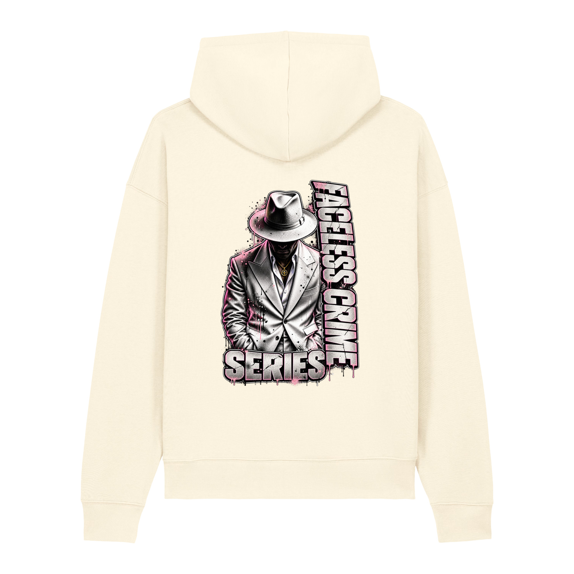 "FACELESS CRIME WHT+ PINK" Unisex relaxed mid-weight hooded sweatshirt - Image 20