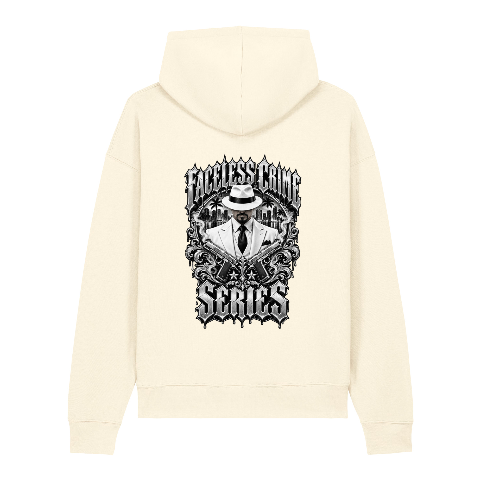 "FACELESS CRIME ( MAROON+GREY)" Unisex relaxed mid-weight hooded sweatshirt - Image 12