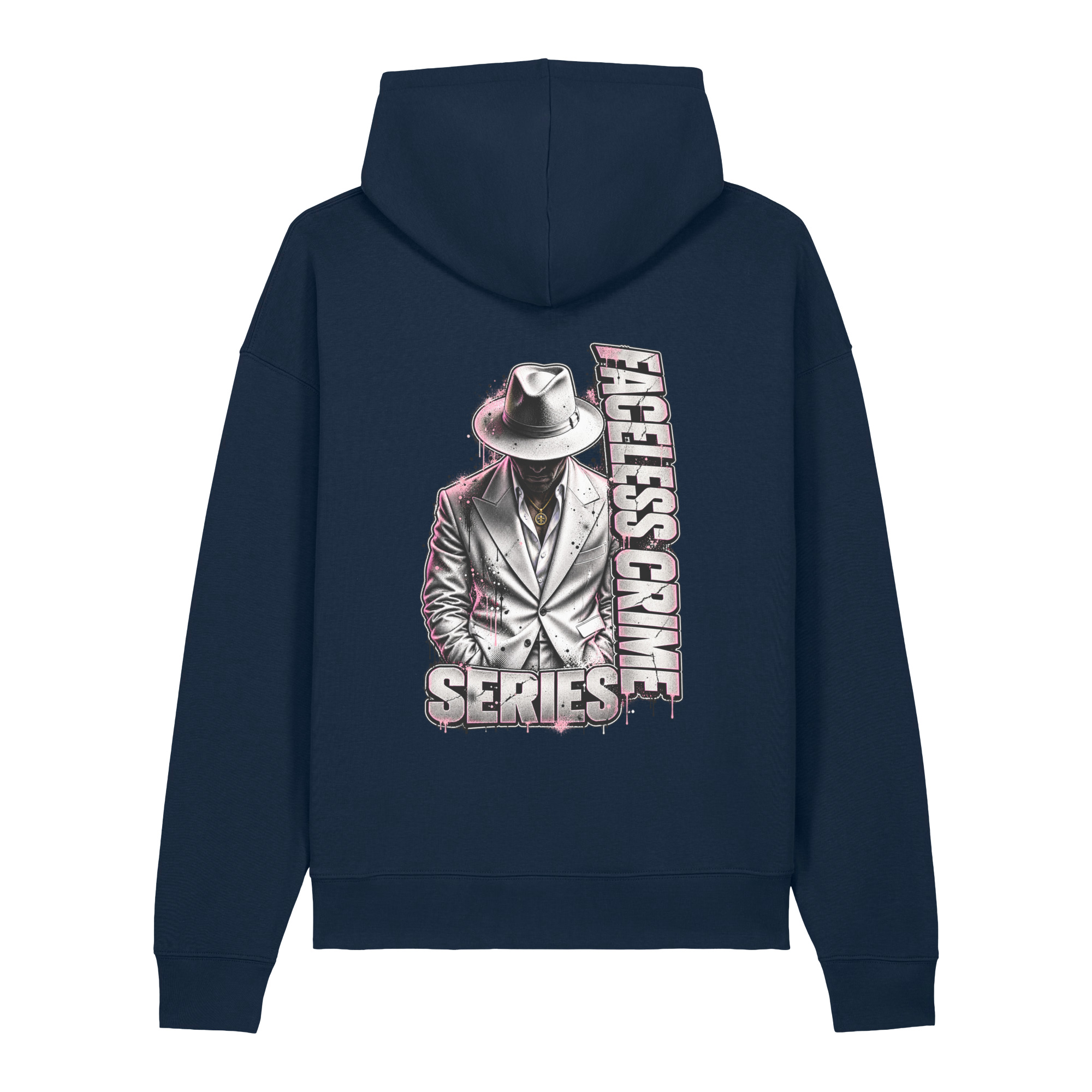 "FACELESS CRIME WHT+ PINK" Unisex relaxed mid-weight hooded sweatshirt - Image 11
