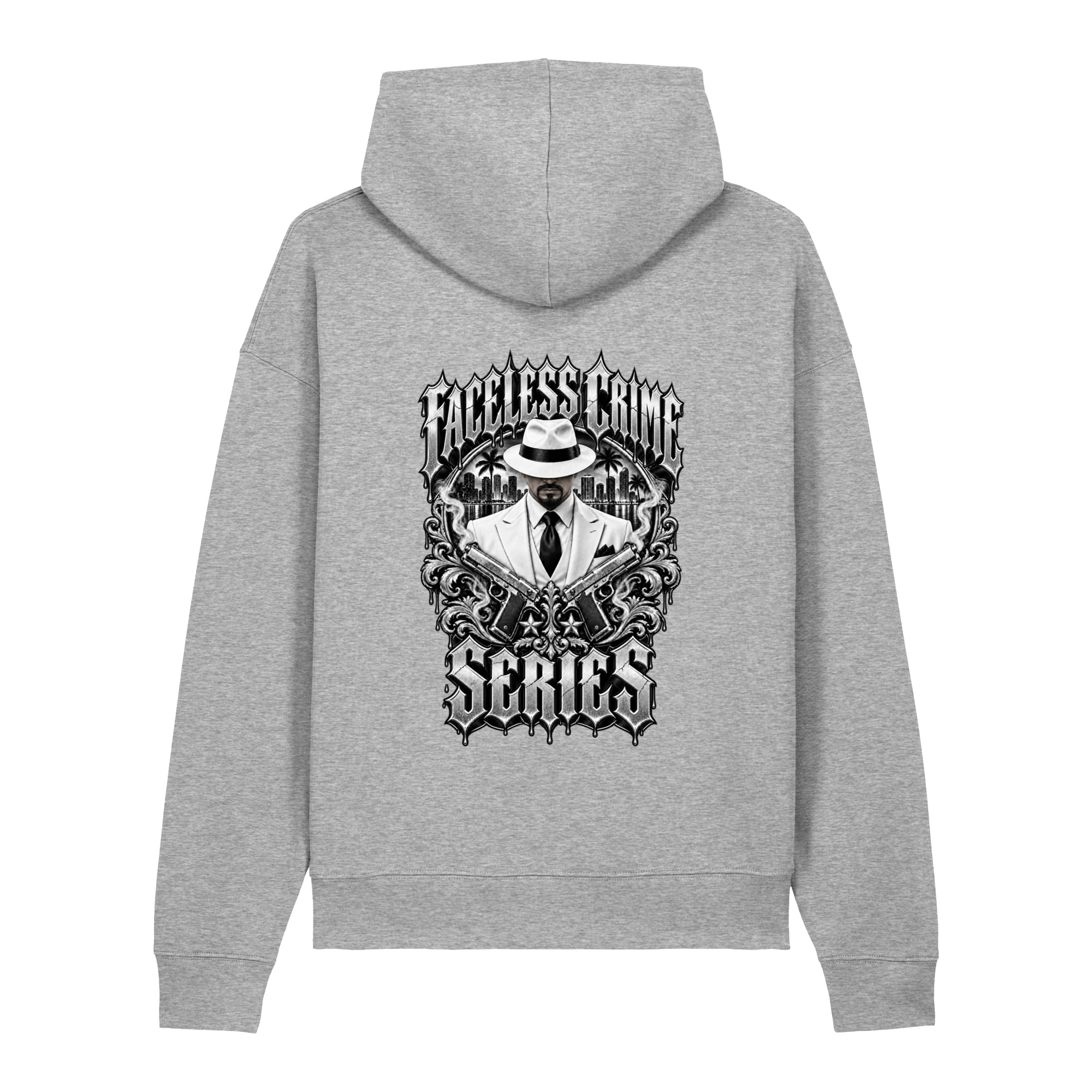 "FACELESS CRIME ( MAROON+GREY)" Unisex relaxed mid-weight hooded sweatshirt - Image 11