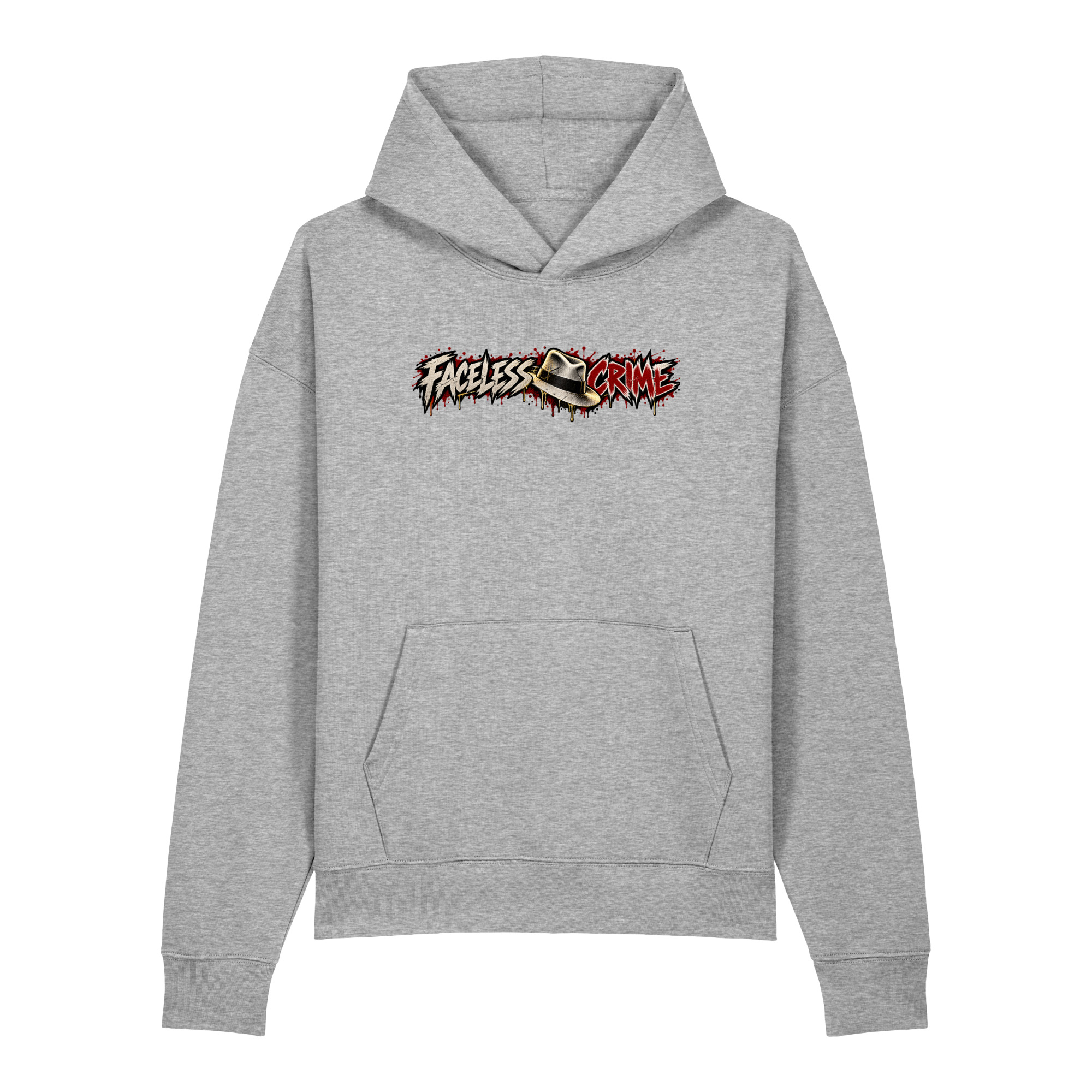 "FACELESS CRIME ( MAROON+GREY)" Unisex relaxed mid-weight hooded sweatshirt - Image 20