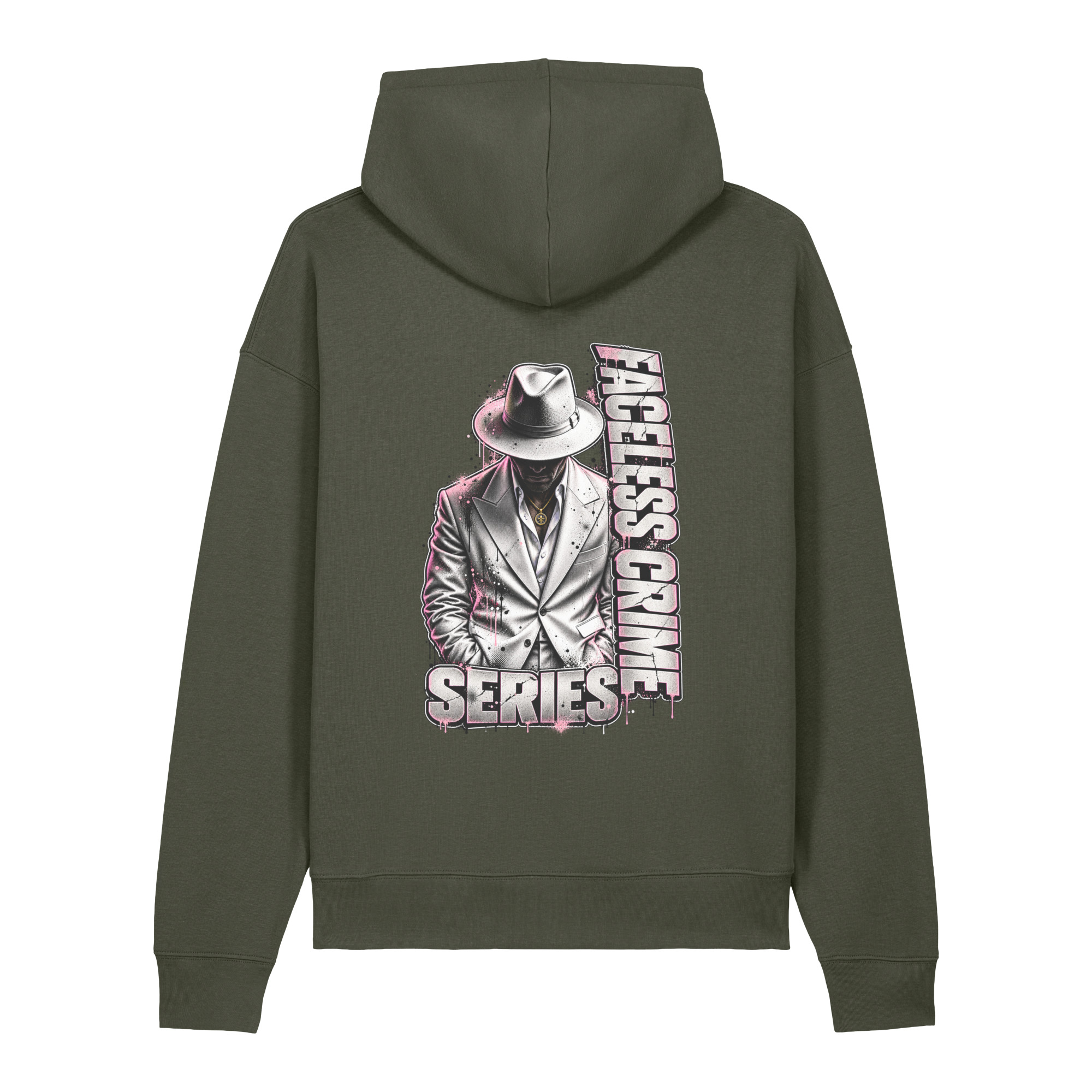 "FACELESS CRIME WHT+ PINK" Unisex relaxed mid-weight hooded sweatshirt - Image 3