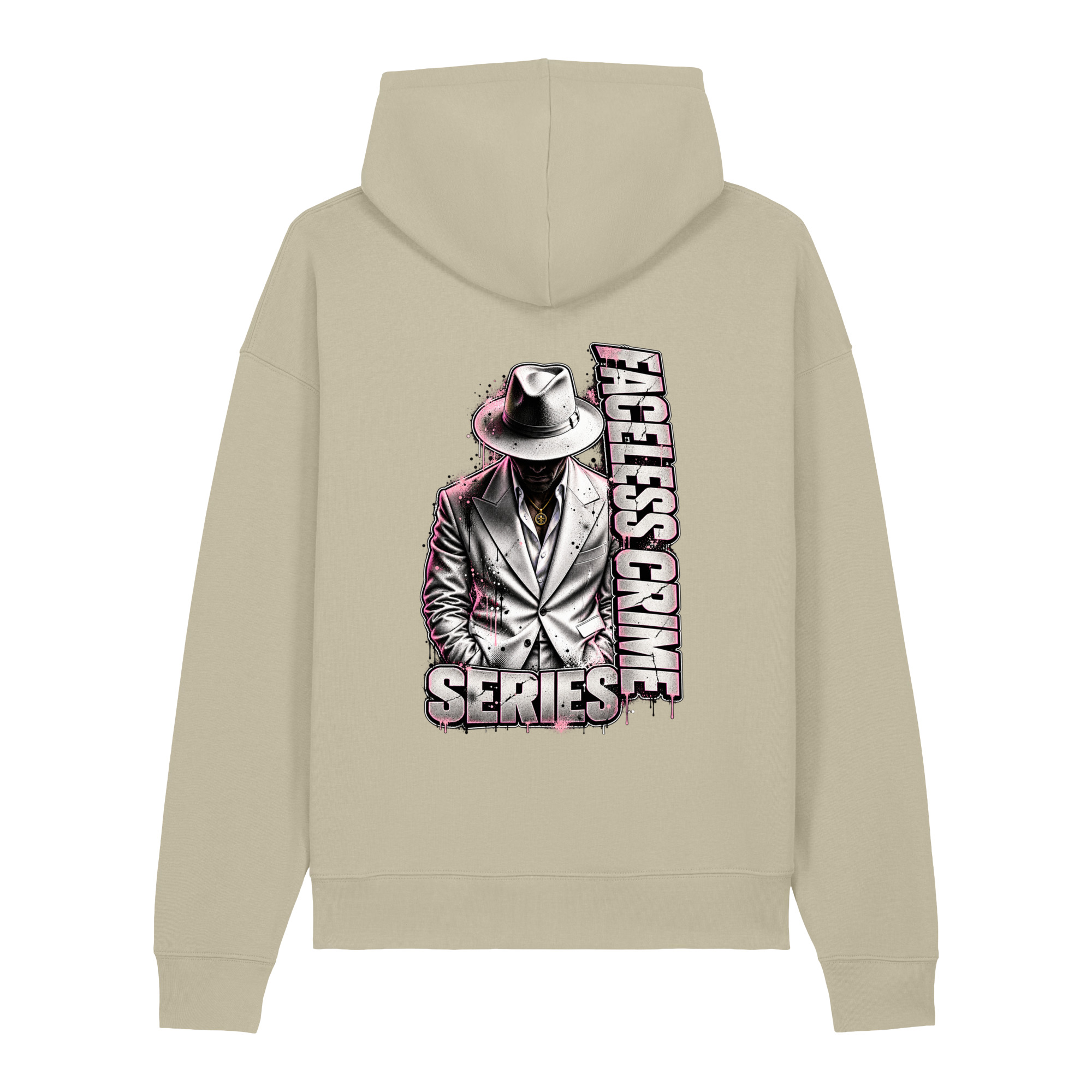 "FACELESS CRIME WHT+ PINK" Unisex relaxed mid-weight hooded sweatshirt - Image 17