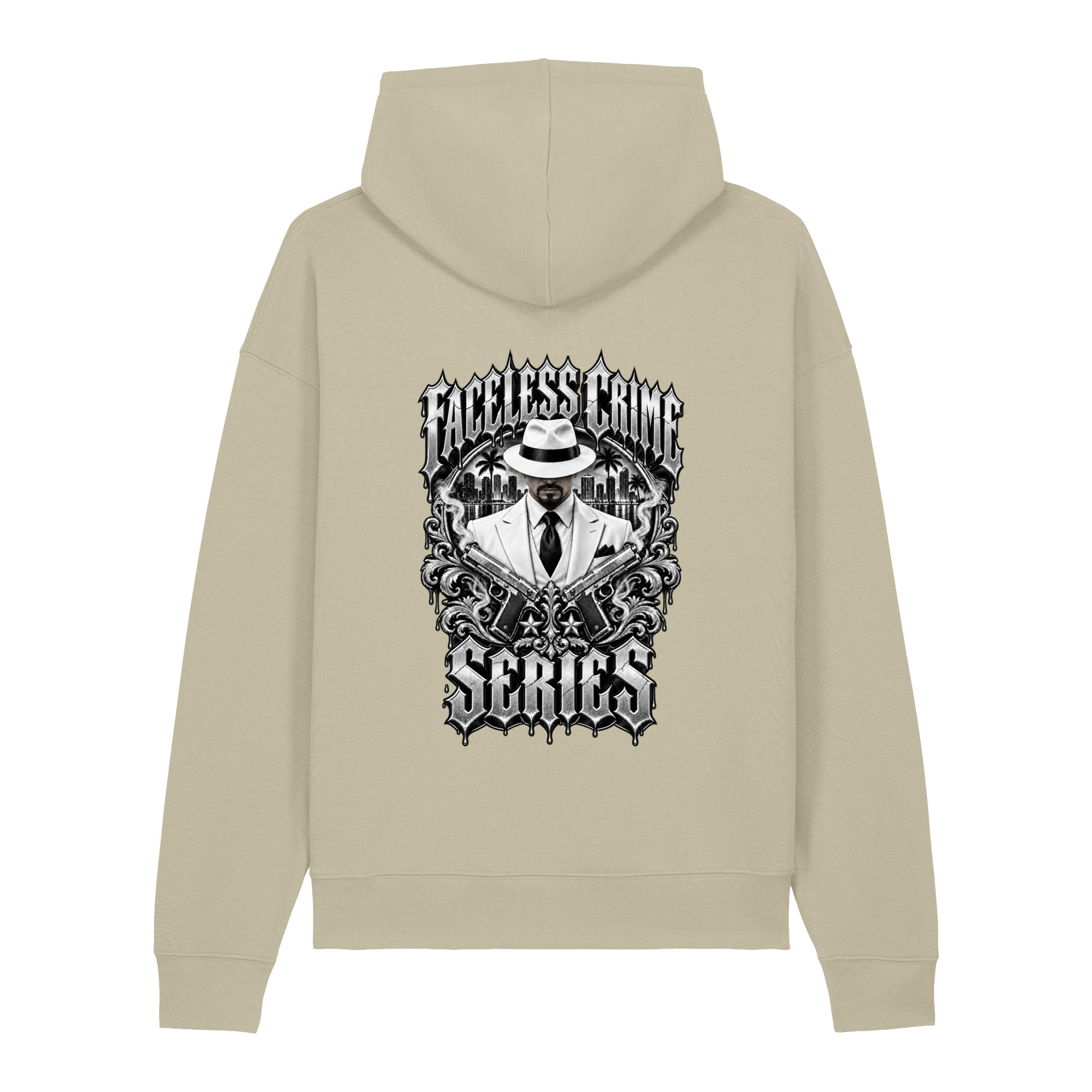 "FACELESS CRIME ( MAROON+GREY)" Unisex relaxed mid-weight hooded sweatshirt - Image 10