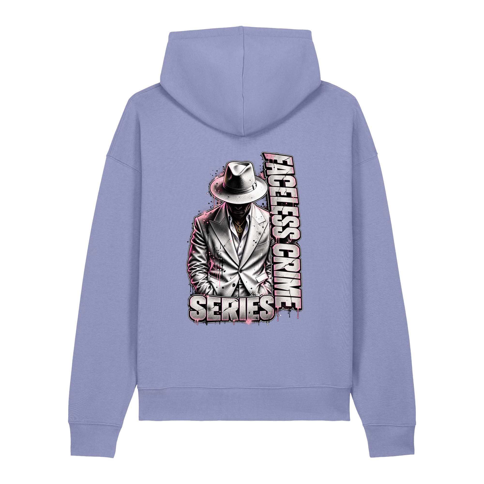 "FACELESS CRIME WHT+ PINK" Unisex relaxed mid-weight hooded sweatshirt - Image 4